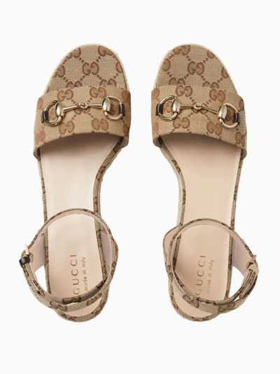 Gucci oc11z0126 Women's Espadrille Sandals With Horsebit in Beige Size US 7 / IT 37 - 4 Thumbnail