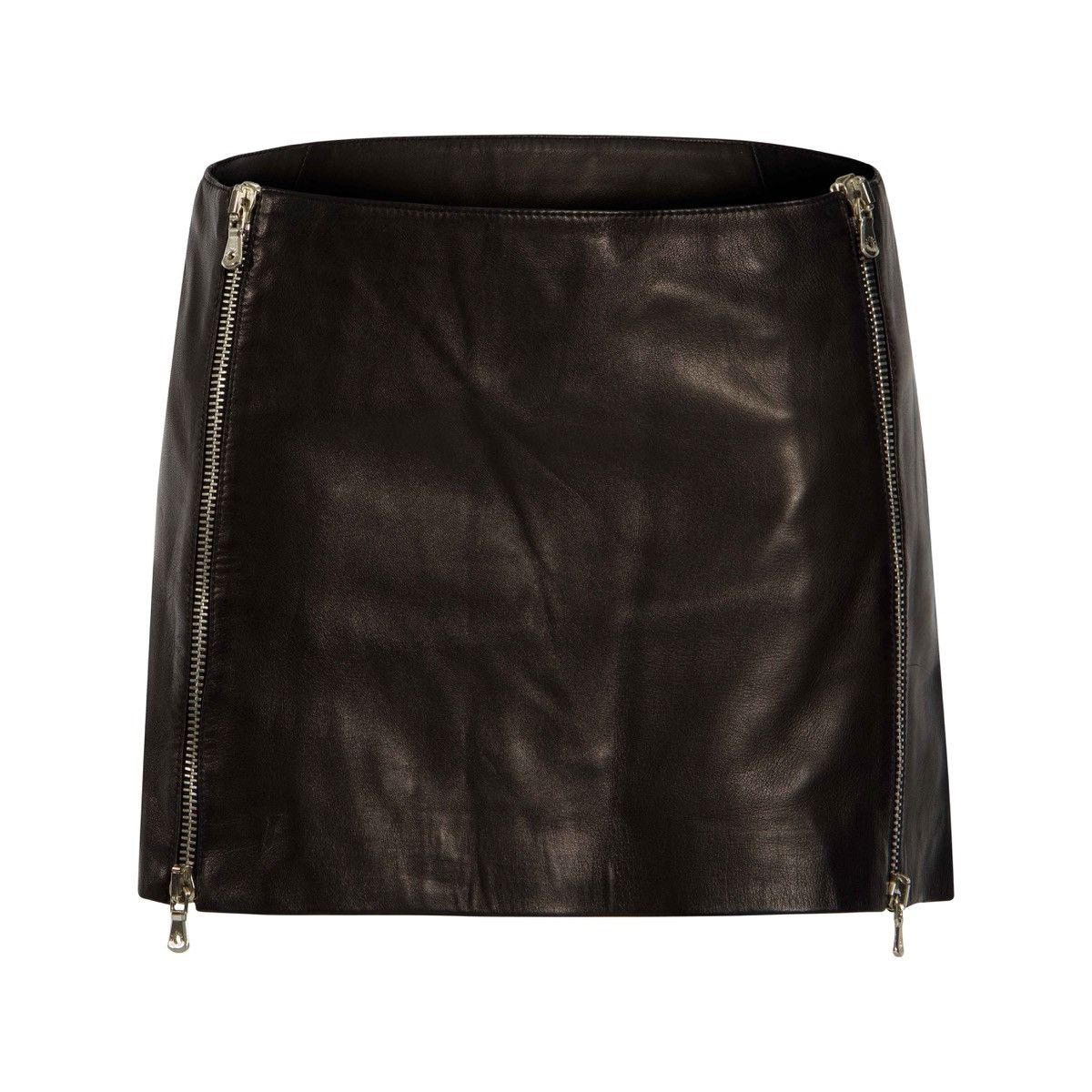 Dolce & Gabbana MULTI ZIP LEATHER SKIRT Size 26" / US 2 / IT 38 - 1 Thumbnail