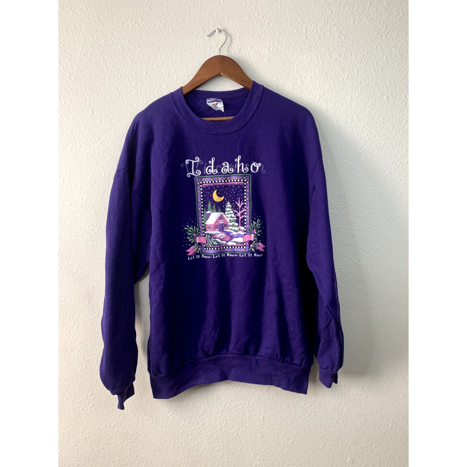 Jerzees Vintage Idaho Sweatshirt Let It Snow XL Winter 90s Misprint Size US XL / EU 56 / 4 - 1 Thumbnail