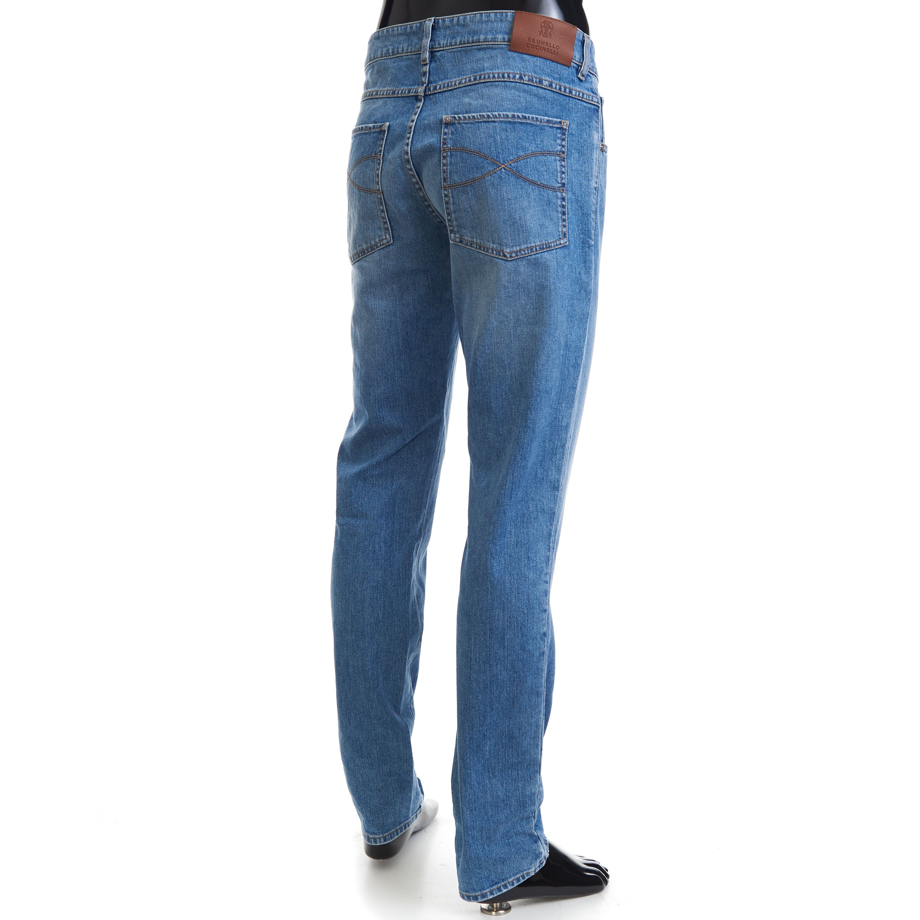 Brunello Cucinelli Slim Fit Five Pocket Jeans Trousers In Light Blue Denim Size US 34 / EU 50 - 5 Thumbnail