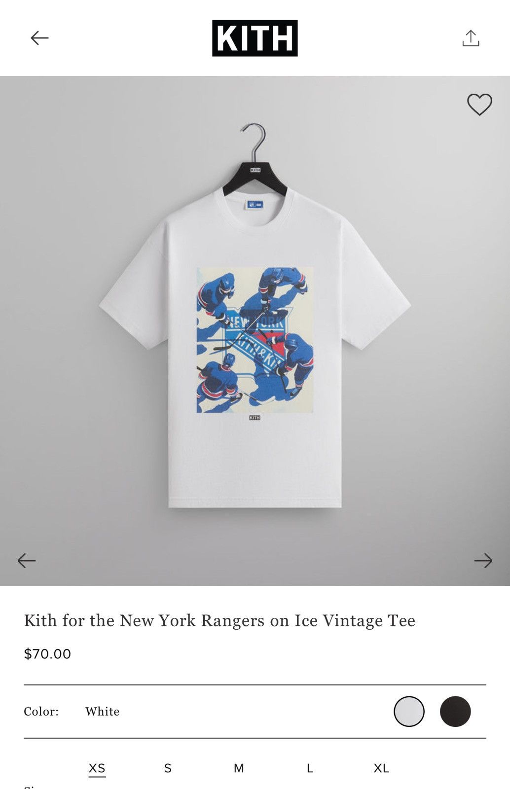 Kith Kith for New York Rangers on Ice Vintage Tee Size US XS / EU 42 / 0 - 1 Thumbnail