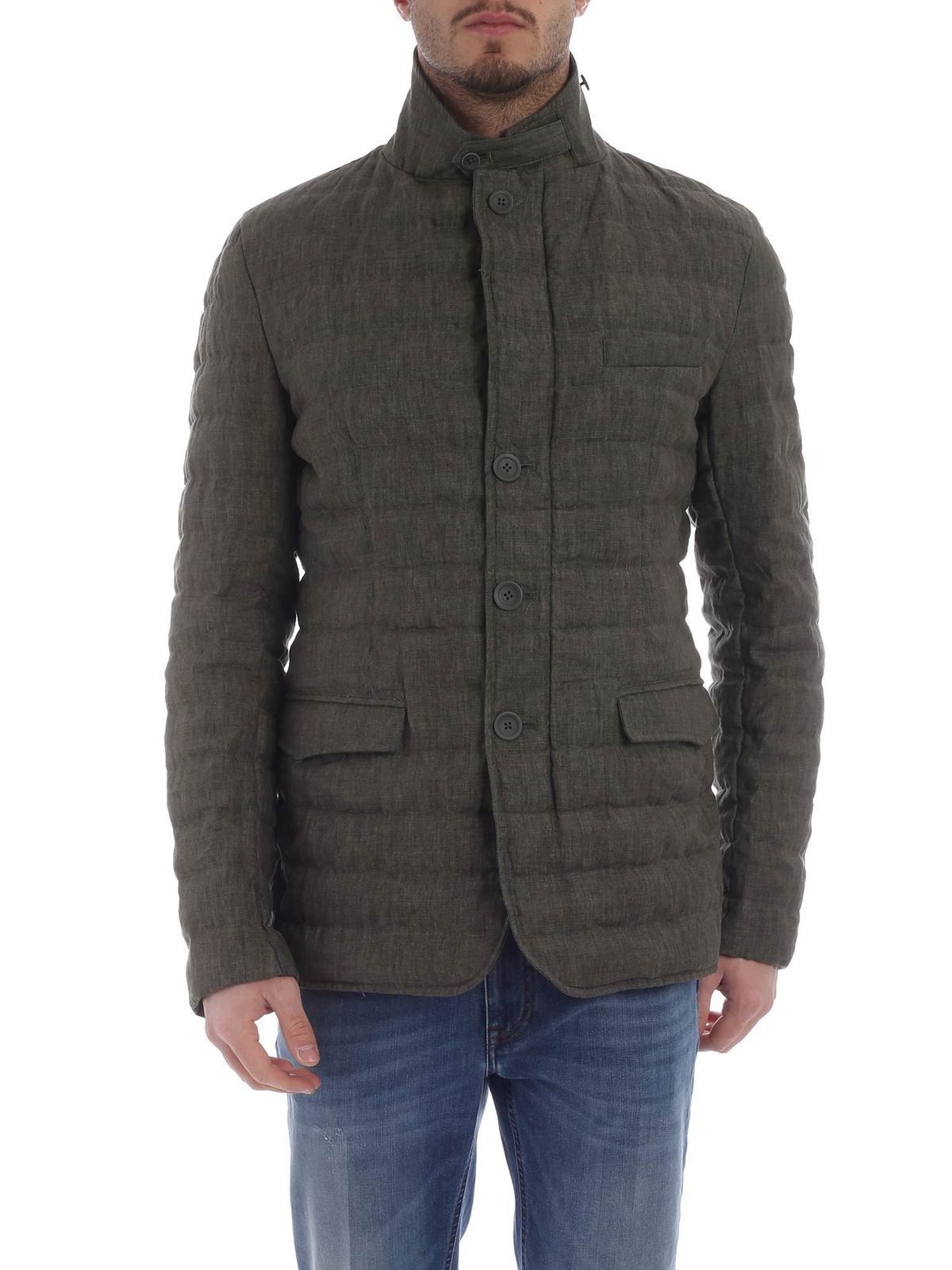 Herno Green musk jacket in padded linen Size US L / EU 52-54 / 3 - 8 Thumbnail