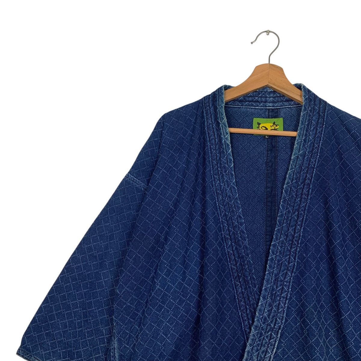 Vintage 90's Blue Indigo Sashiko Thick Weave Kimono #2742-C123 Size US L / EU 52-54 / 3 - 3 Thumbnail