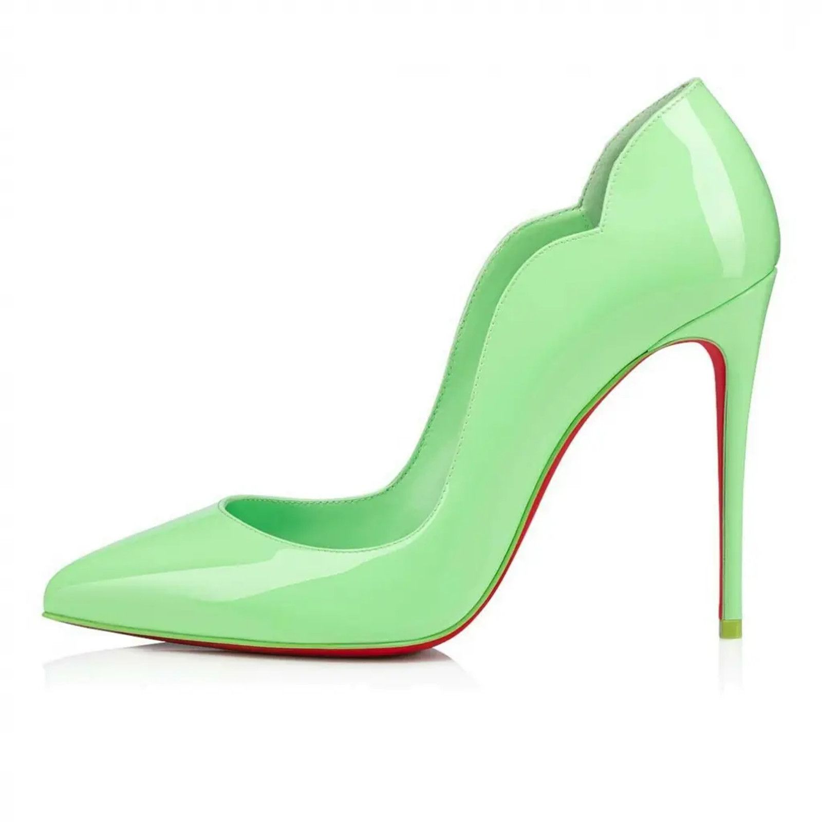 Christian Louboutin Hot Chick 100 Tropique Green Patent Leather Heel Pump 39 Size US 9 / IT 39 - 3 Thumbnail