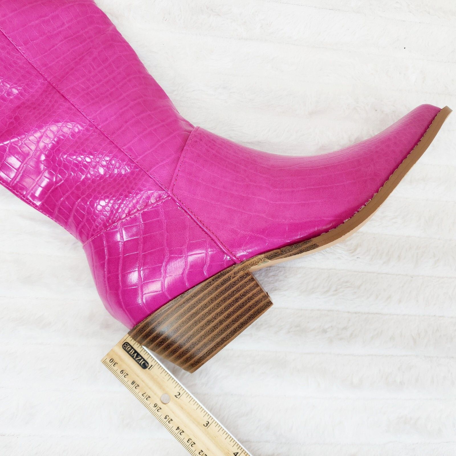 Other Sassy Fuchsia Hot Pink Snake Texture Western Knee High 2" He Size US 6.5 / IT 36.5 - 7 Thumbnail