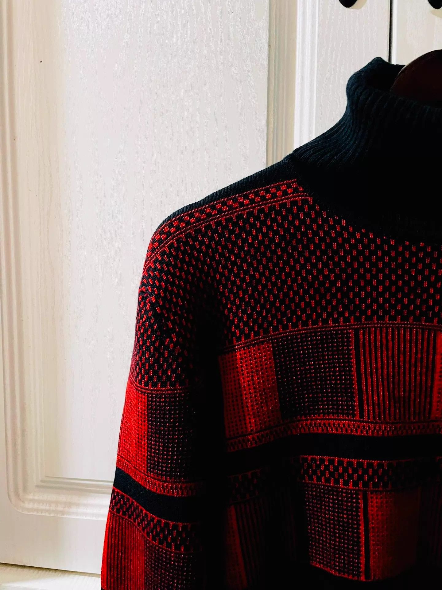 Versace Versace Runway Checkered Wool High Neck Sweater L Size US M / EU 48-50 / 2 - 4 Thumbnail