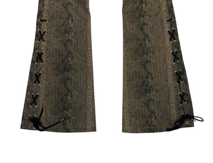 Tornado Mart 💃Tornado Mart 00s “Snakeskin”Woven Laced Flare Cut Pants Size US 30 / EU 46 - 10 Thumbnail