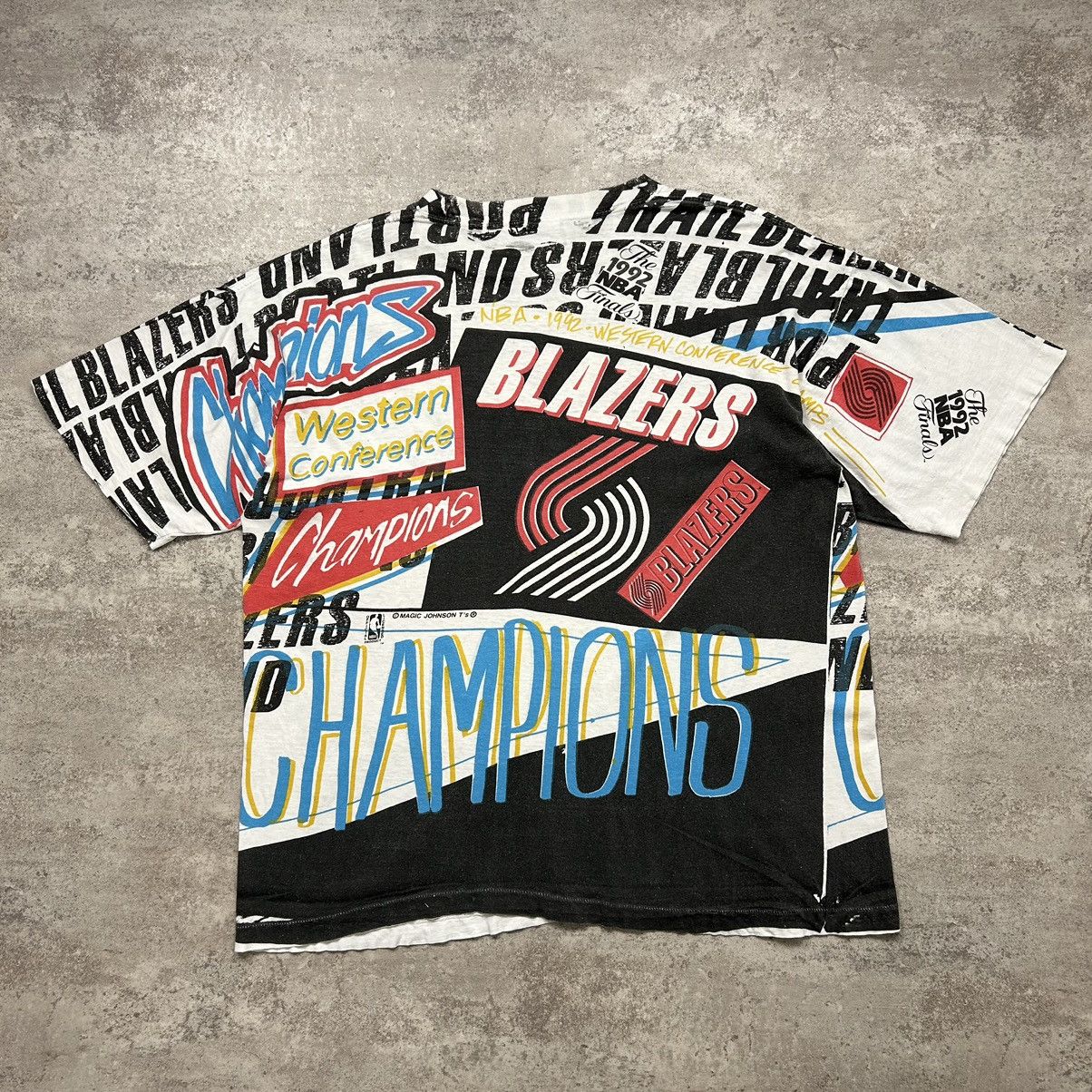 NBA × Vintage VTG PORTLAND TRAIL BLAZERS 1992 NBA FINALS T's AOP T-SHIRT Size US XL / EU 56 / 4 - 2 Thumbnail