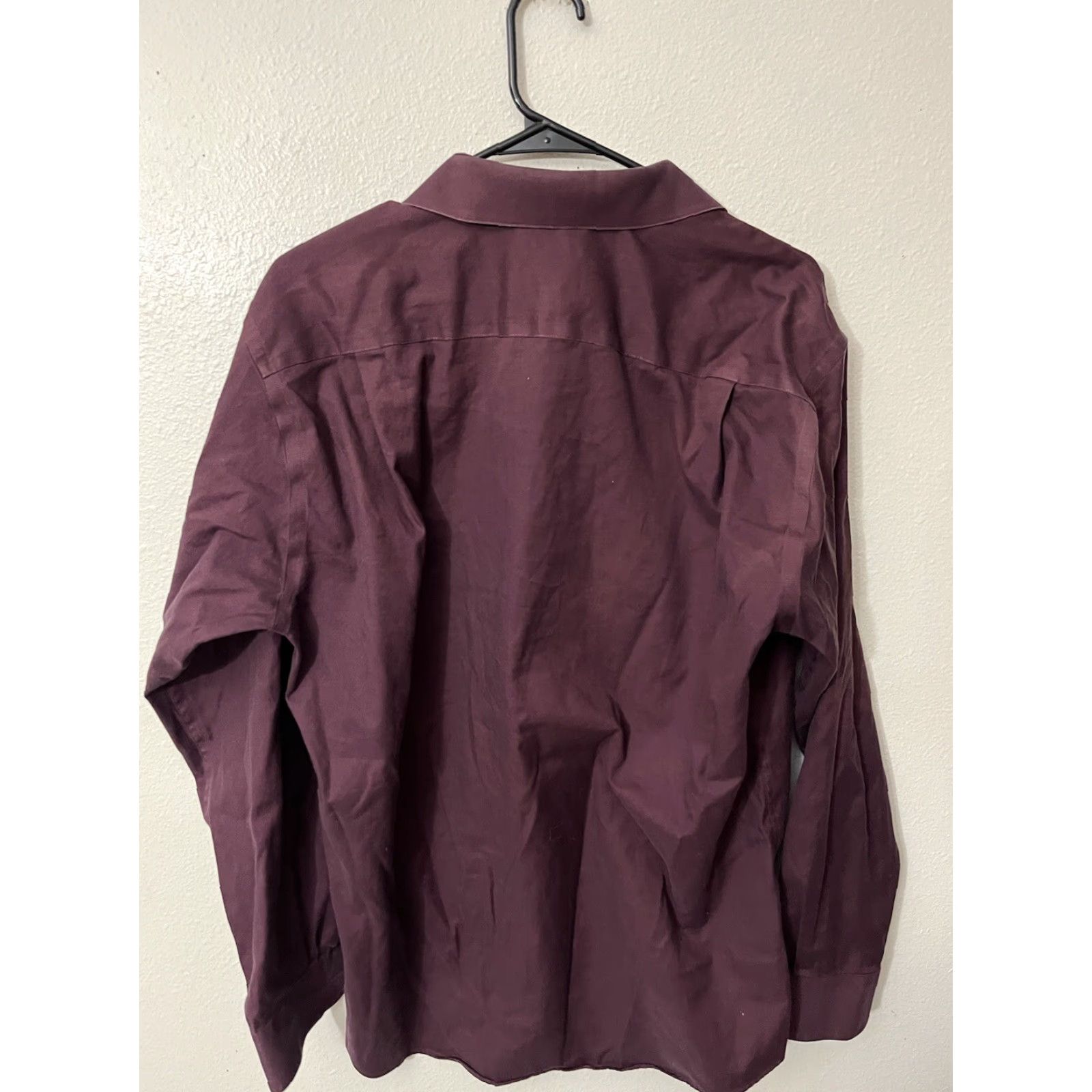 Kenneth Cole KENNETH COLE AWARENESS Slim Fit Dress Shirt 17 Maroon Non-Iron Button-Down Mens Size 46R - 3 Thumbnail