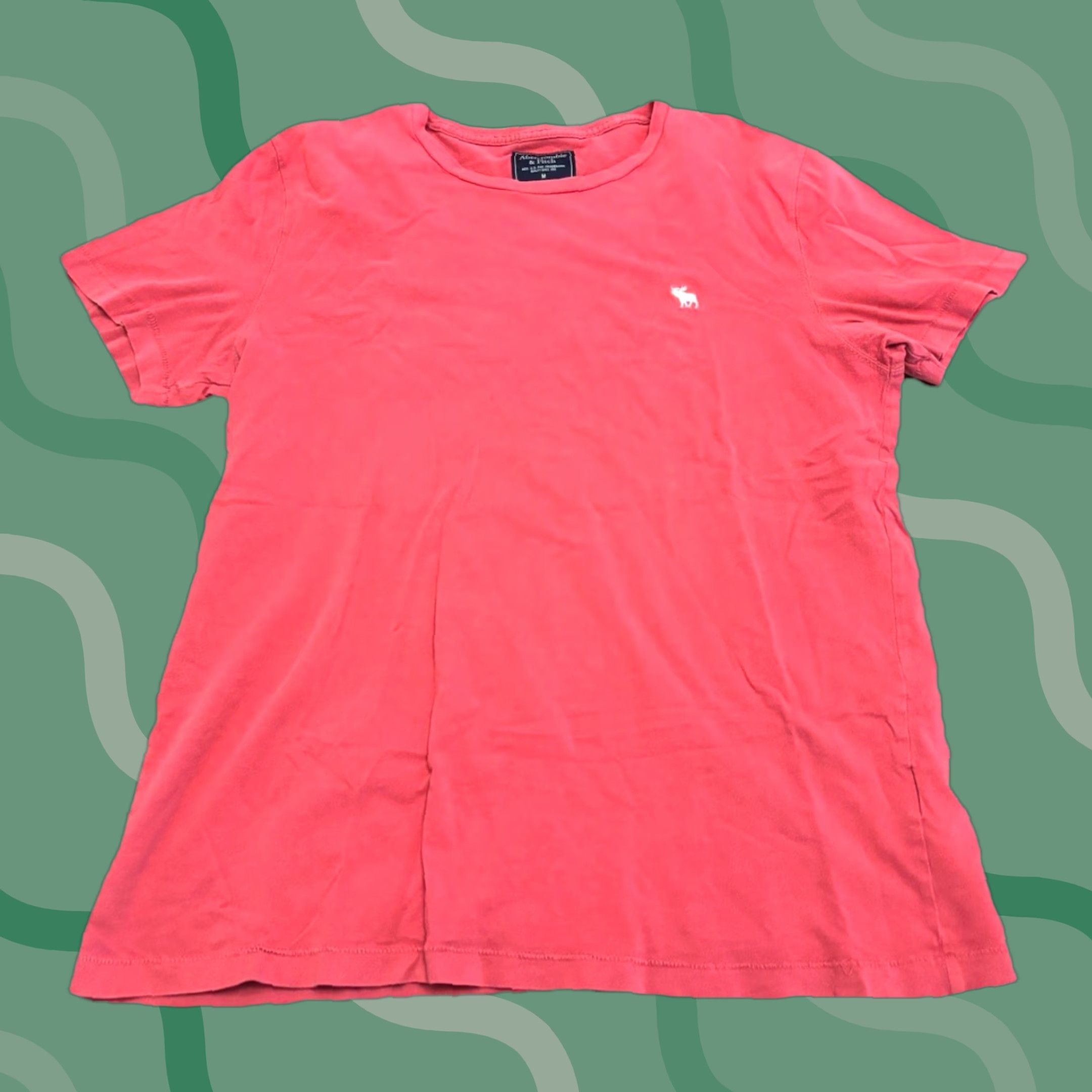 Abercrombie & Fitch Abercrombie & Fitch T Shirt Mens M Moose Logo Cotton Red Short Sleeve Crew Neck Logo Knit All Seasons Easy Care Preshrunk Regular Mens Size US M / EU 48-50 / 2 - 1 Thumbnail