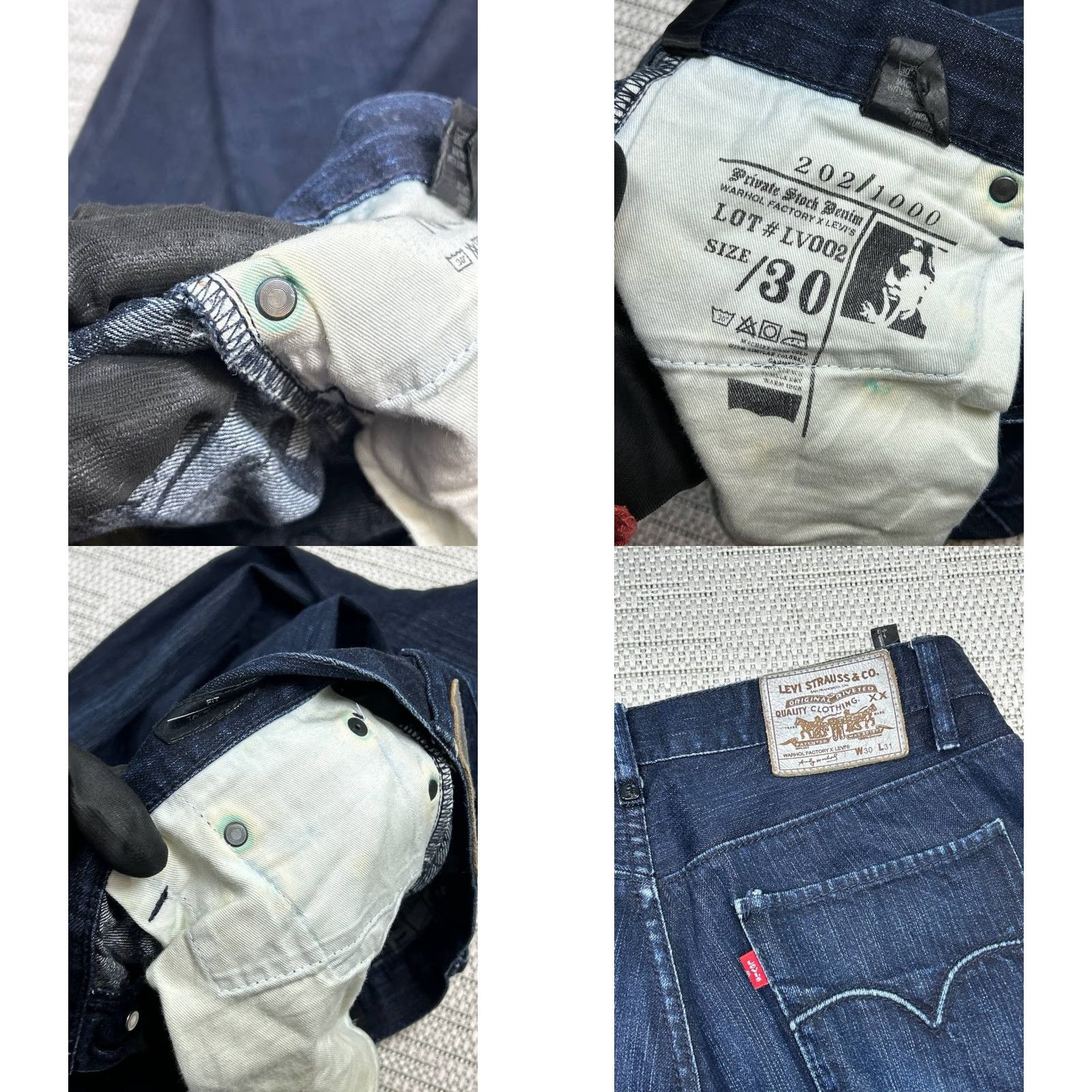 Levi's Levi's Jeans Mens 30 Blue Denim Selvedge Warhol Factory X Levis Andy Warhol Jeans Mens 30 Blue Denim Selvedge Size US 30 / EU 46 - 10 Thumbnail