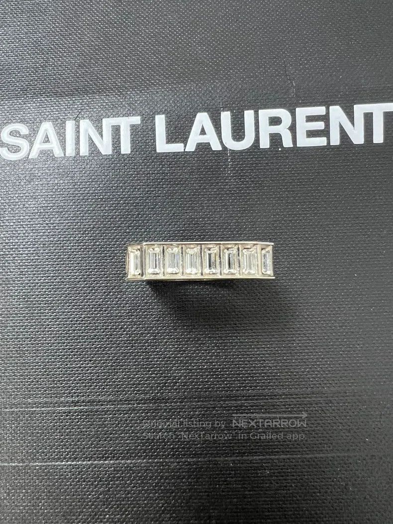 Saint Laurent Paris Saint Laurent Paris Silver Geometric Diamond Encrusted Rin Size ONE SIZE - 5 Thumbnail