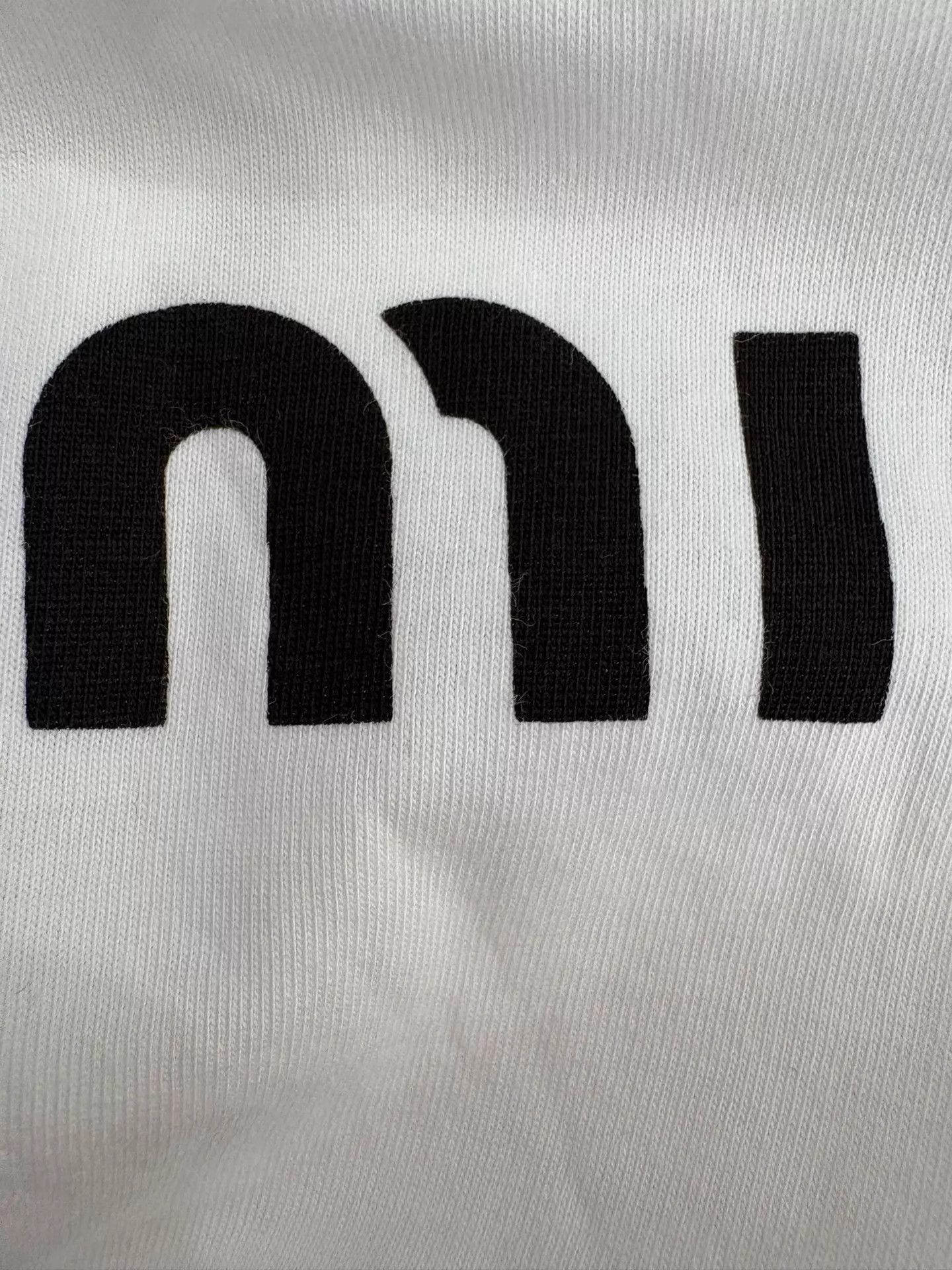 Miu Miu MIU MIU white crystal-pearl logo short-sleeve T-shirt Size L / US 10 / IT 46 - 7 Thumbnail