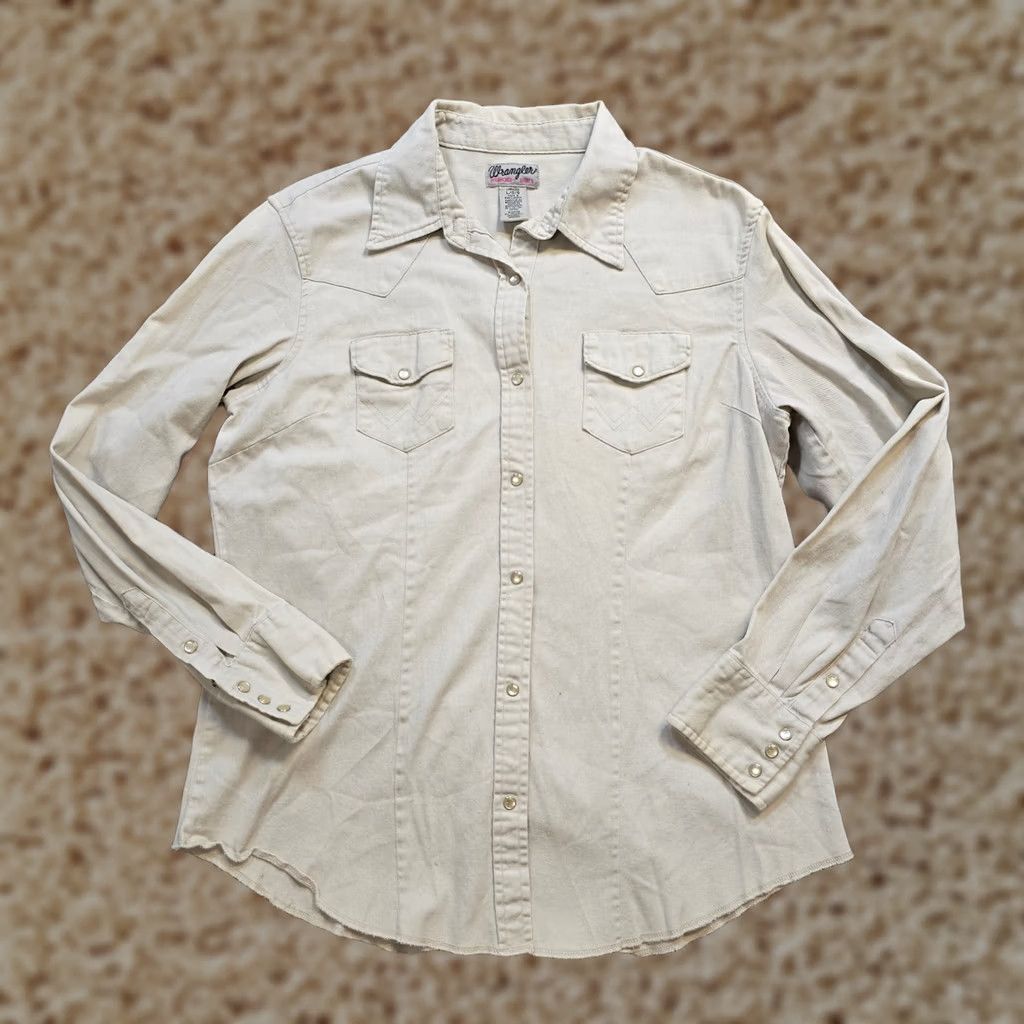 Wrangler Wrangler Wrancher Top Womens L Gray Pearl Snap Long Sleeve Casual Shirt Size L / US 10 / IT 46 - 1 Thumbnail
