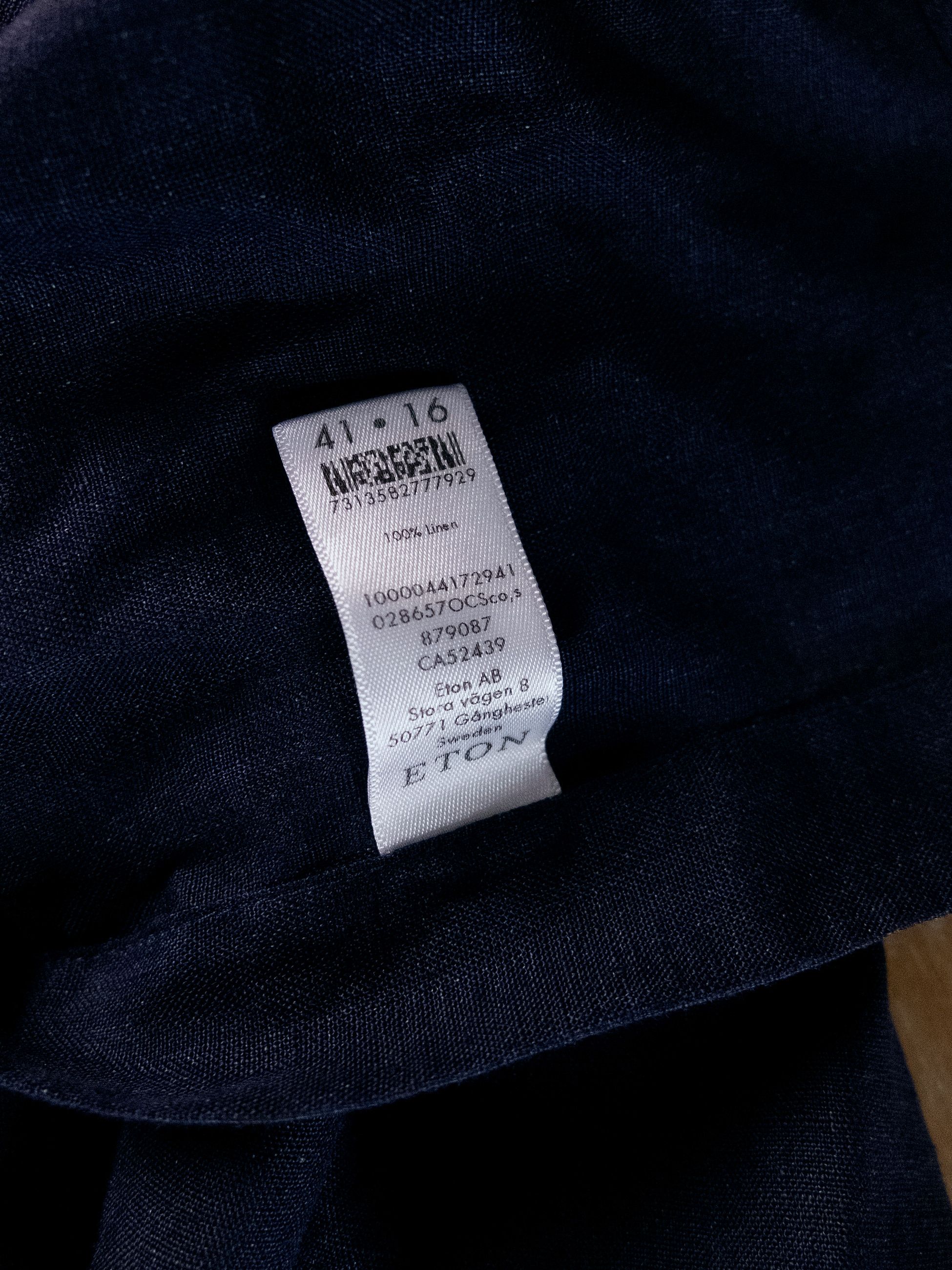 Eton ETON of Sweden contemporary fit navy blue linen shirt 41 Size US L / EU 52-54 / 3 - 8 Thumbnail