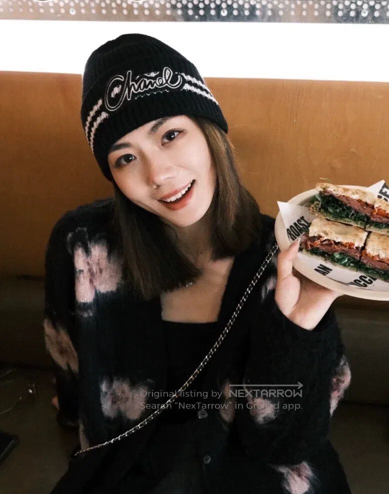 Chanel Chanel Size50 Black logo letter embroidery cashmere knitted Size ONE SIZE - 7 Thumbnail