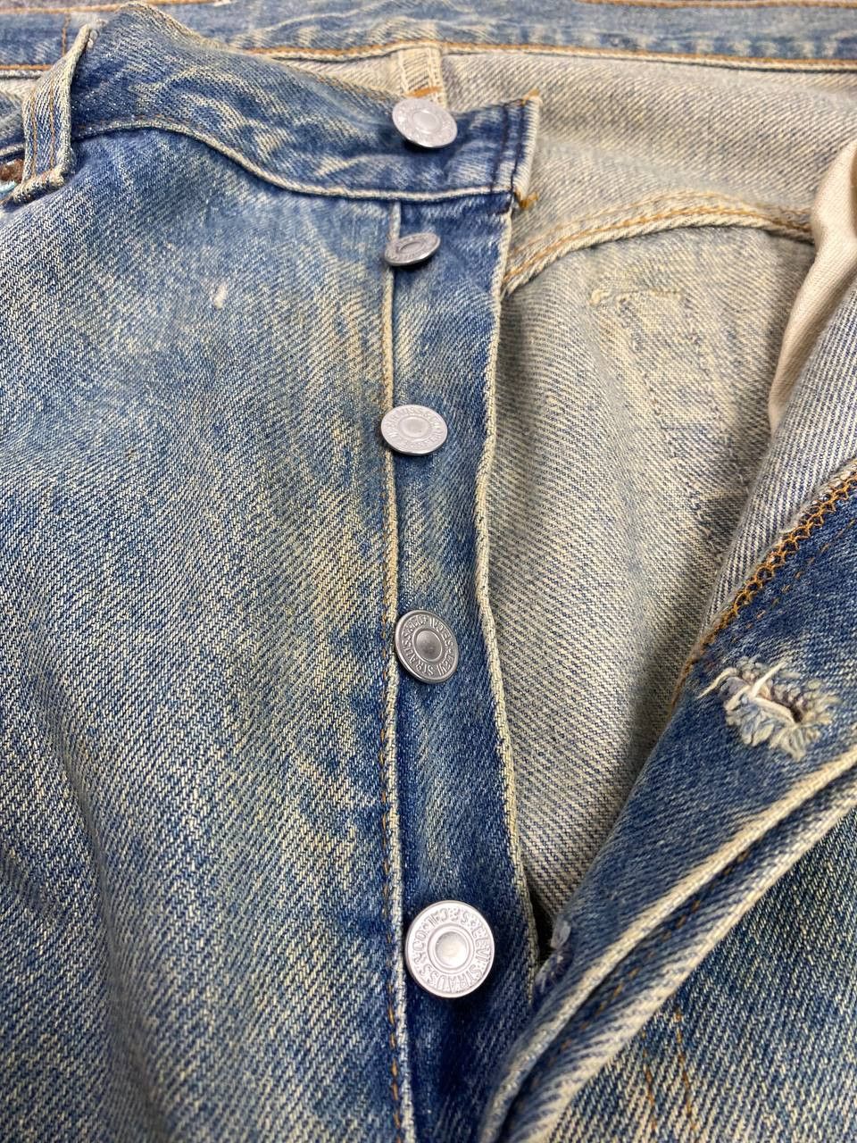 Levi's vintage levis 501-0000 distressed denim nice design Size US 38 / EU 54 - 13 Thumbnail