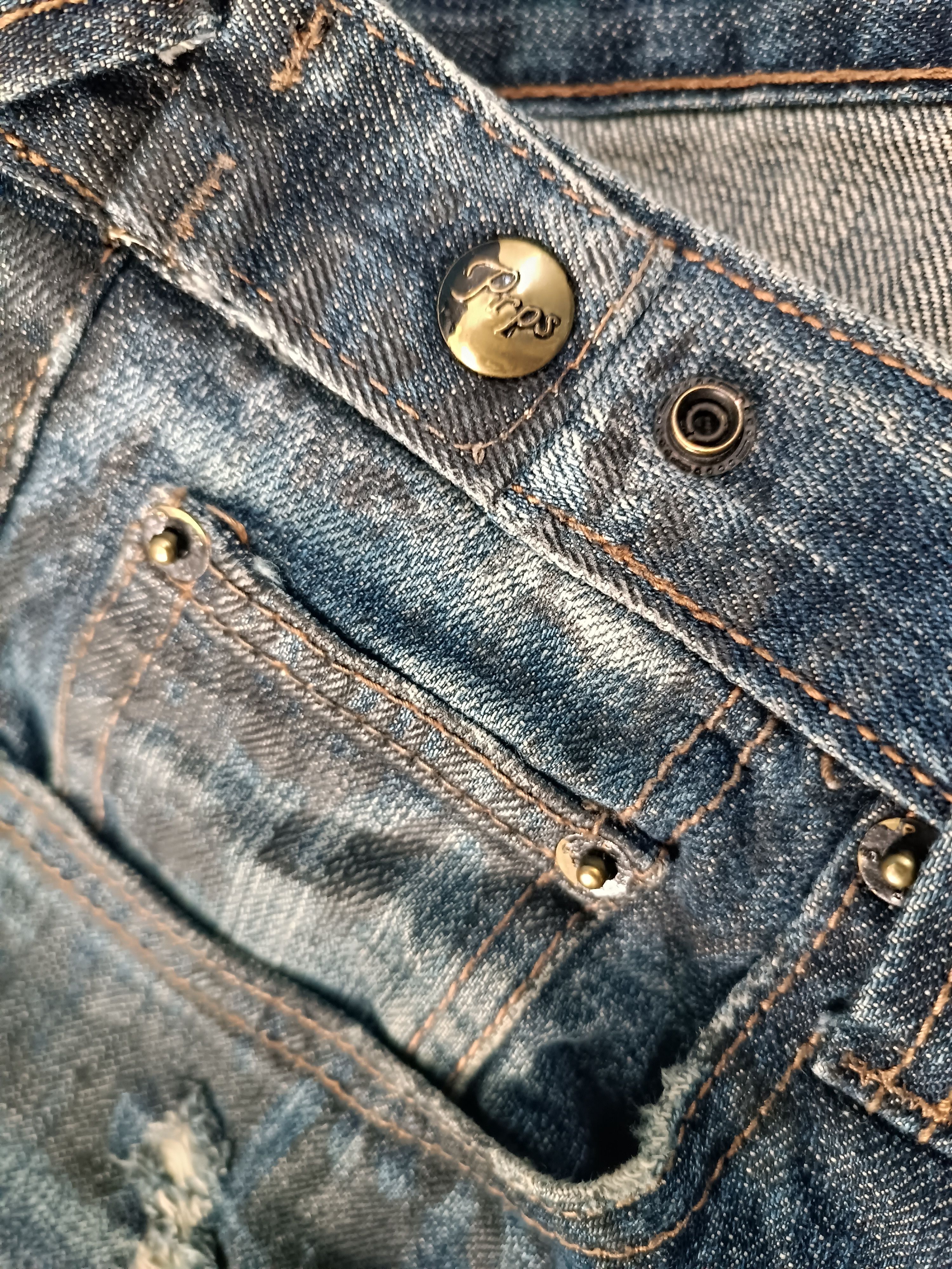 Japanese Brand Vintage Prps Noir Denim Distressed Waxed Coat Jeans Size US 28 / EU 44 - 9 Thumbnail