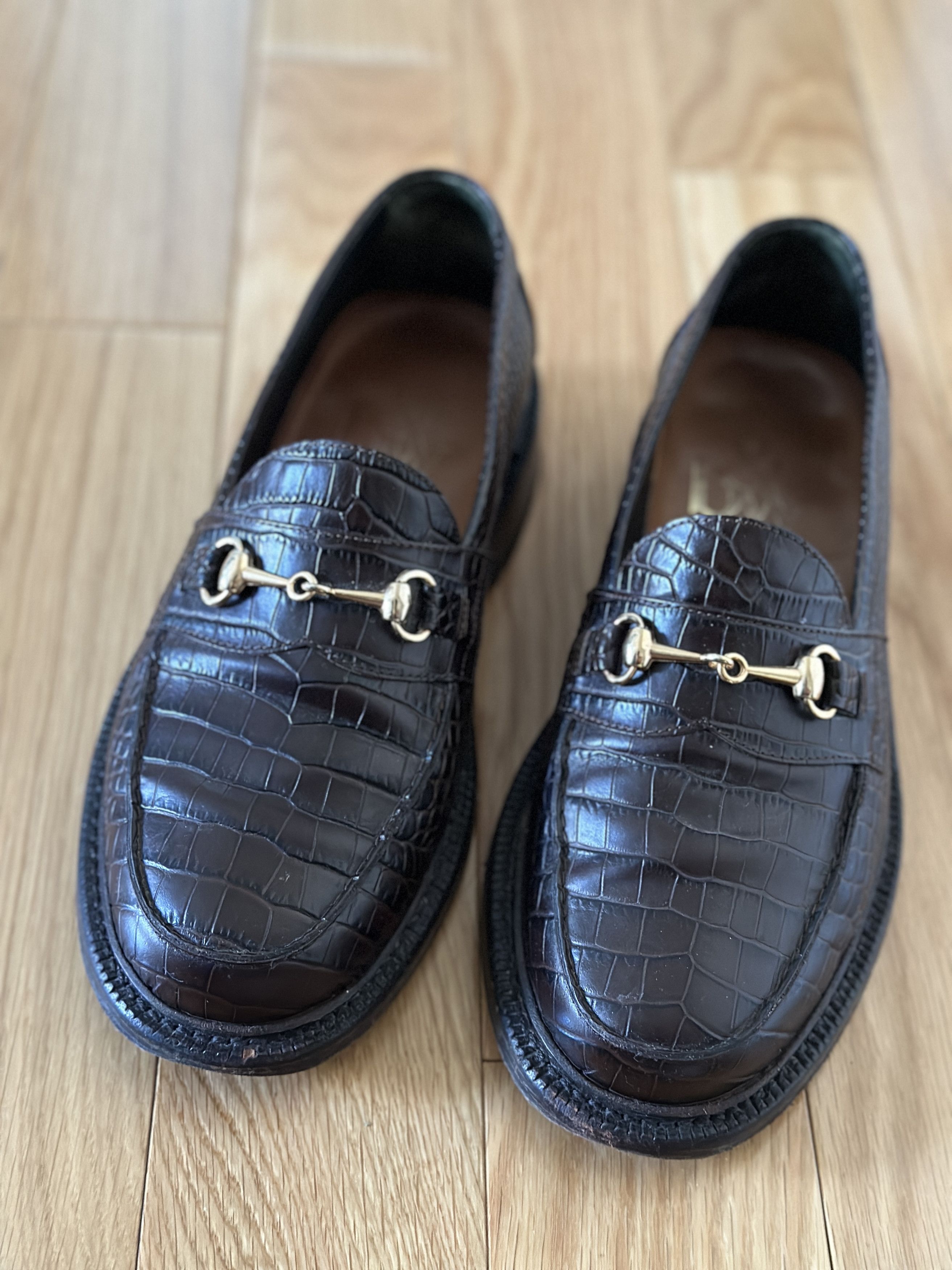 image of Blackstock Weber The Mason Horse Bit Loafer, Walnut Croc Size 7 in Brown, Men's
