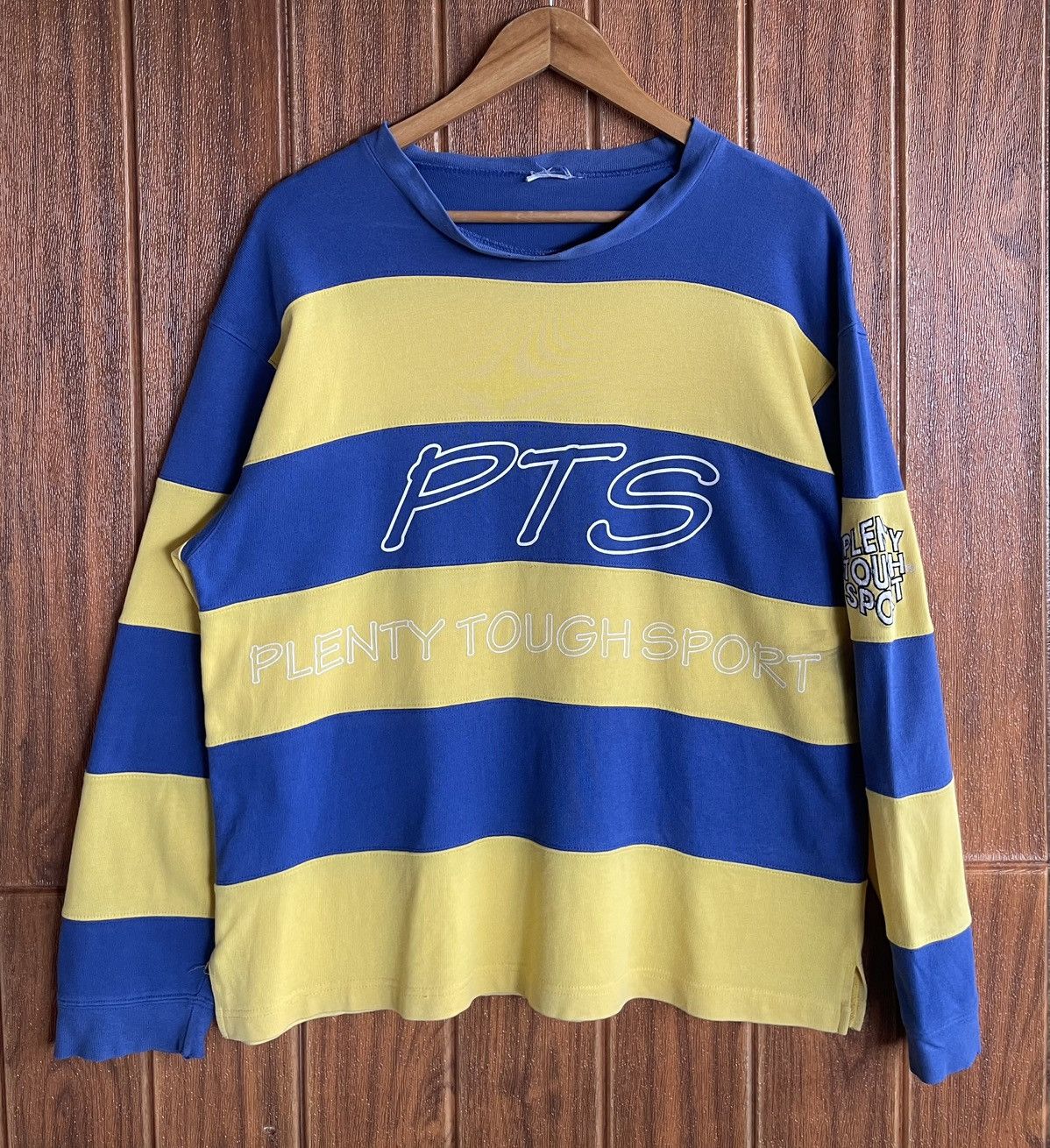 OVER THE STRiPES Vintage’90s🔥PLENTY TOUCH SPORT🔥Big Logo Spellout Striped Size US L / EU 52-54 / 3 - 2 Thumbnail