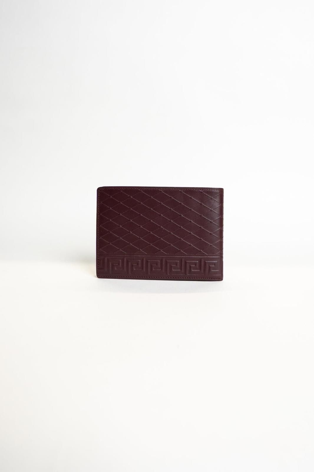 Other 90's Gianni Versace Greek Key Brown Leather Bi-Fold Wallet Size ONE SIZE - 2 Thumbnail