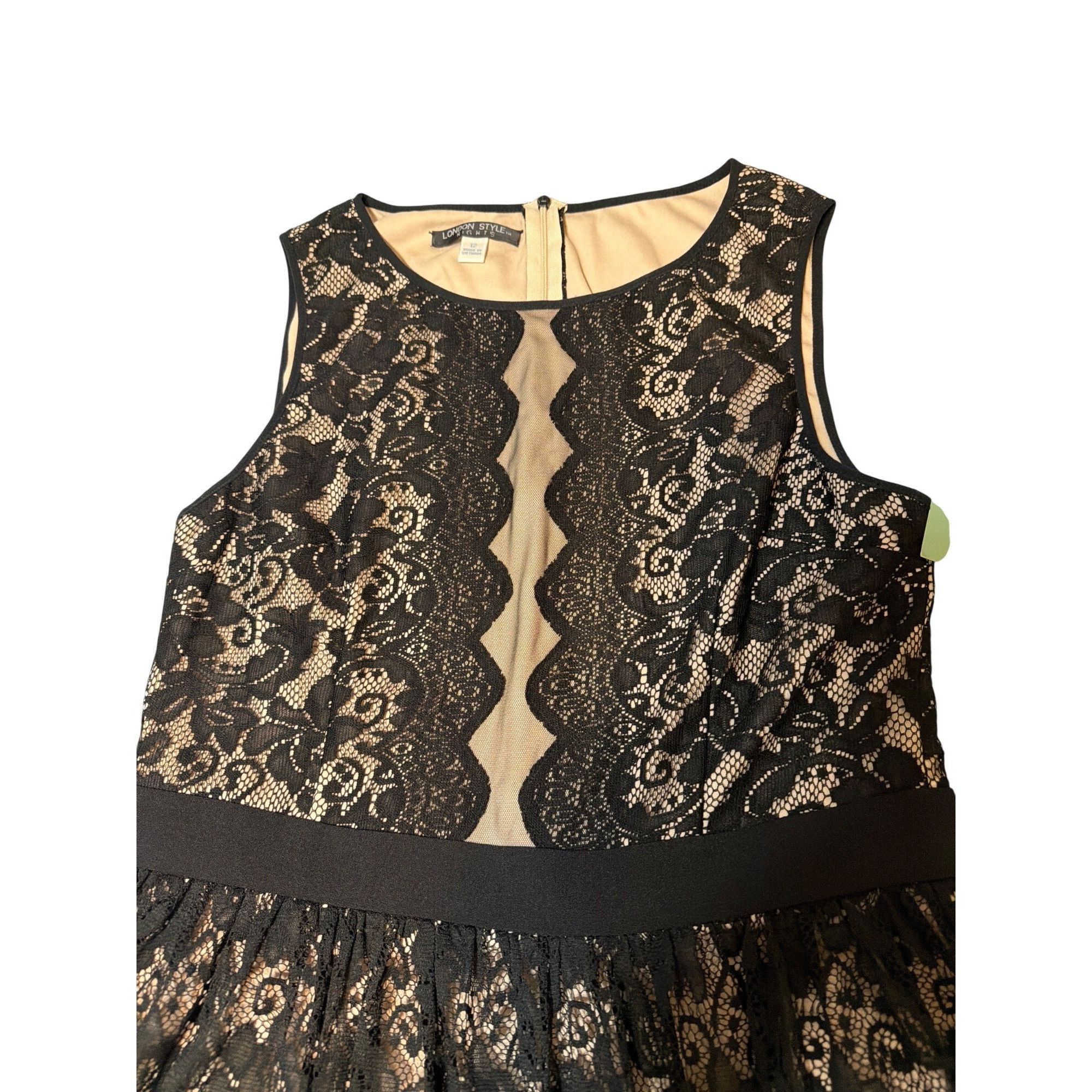 Other London Style Nights Black Lace Sleeveless Dress Nude Lining Size XL / US 12-14 / IT 48-50 - 3 Thumbnail