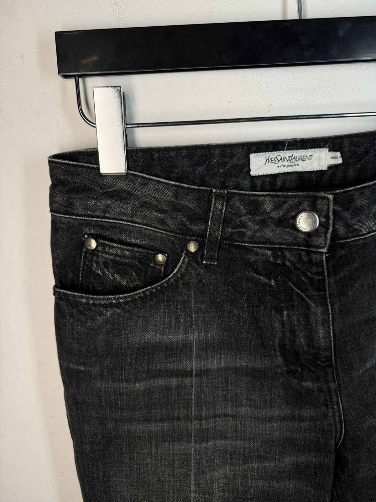 Yves Saint Laurent 🇮🇹 Flare 30x30 YSL Jeans Denim Pants Big Logo Selvedge Rive Size 30" / US 8 / IT 44 - 4 Thumbnail