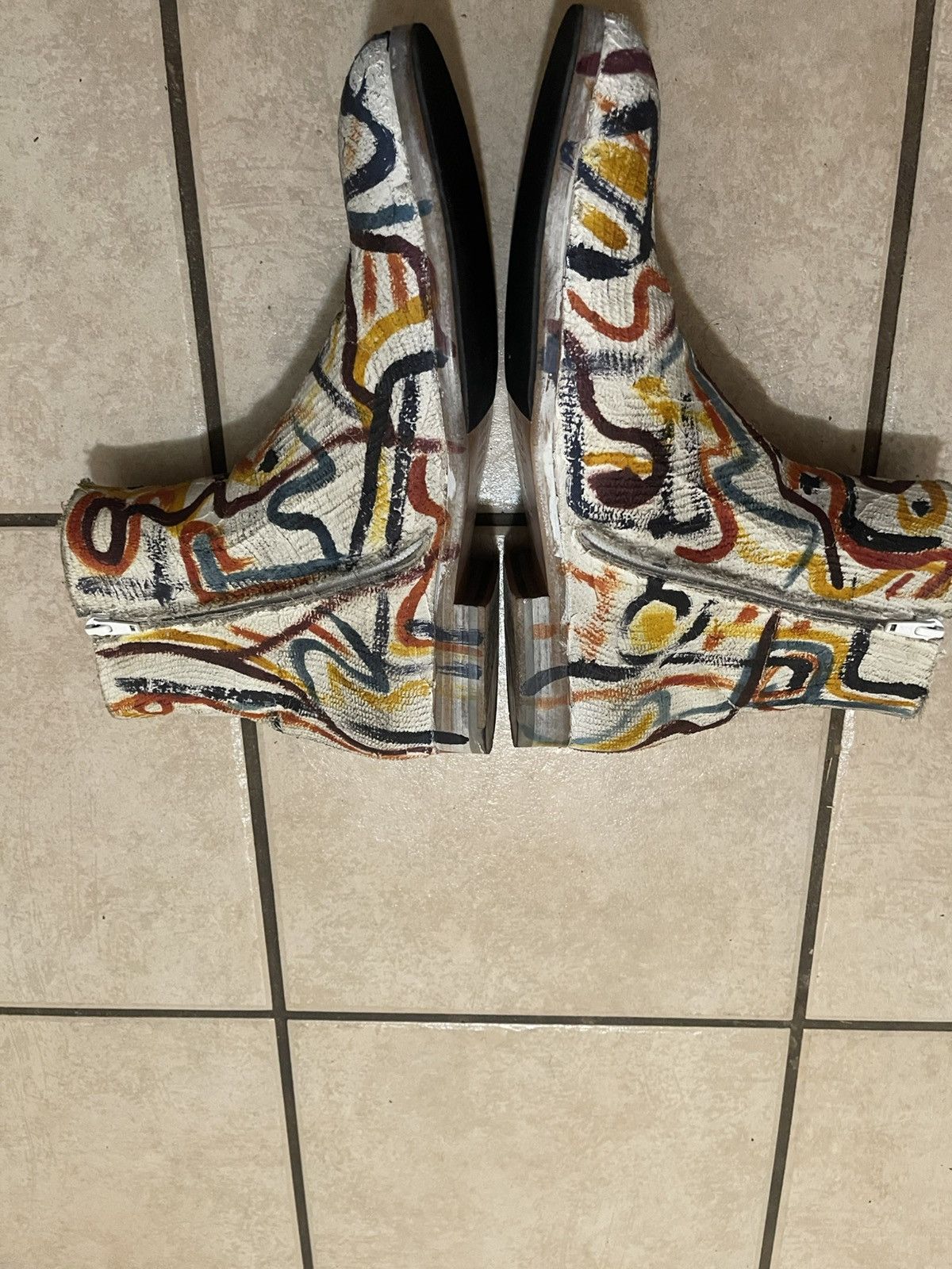 Maison Margiela Maison Margiela A/W 2015 Painted Artisanal Zip Boots Size 43 Size US 10.5 / EU 43-44 - 11 Thumbnail