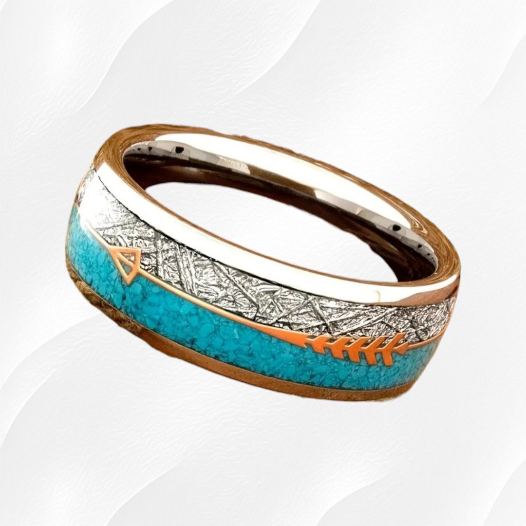 Other Arrow Synthetic Turquoise Mens Stainless Steel Ring Size 7 Size ONE SIZE - 4 Thumbnail