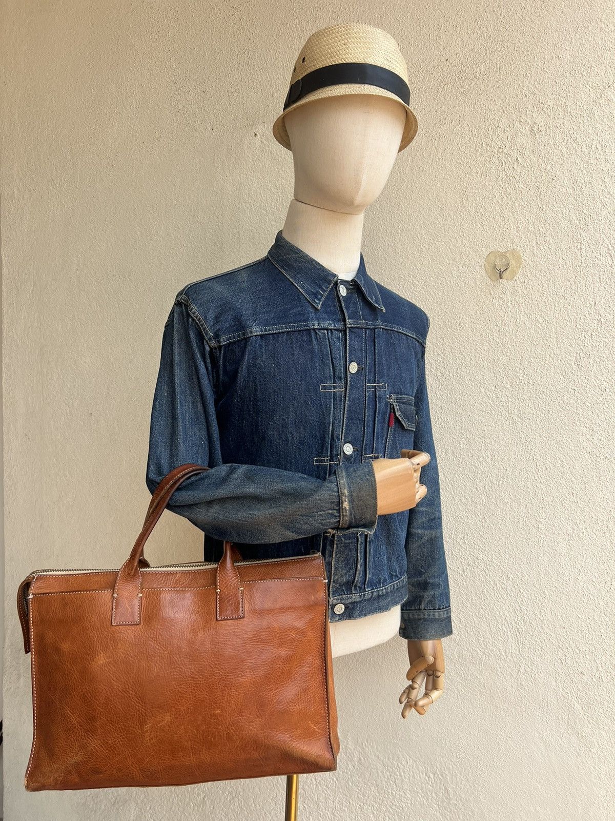 Leather dan Genten Japan Distress Muddy Patina Leather Bag Handle Size ONE SIZE - 4 Thumbnail