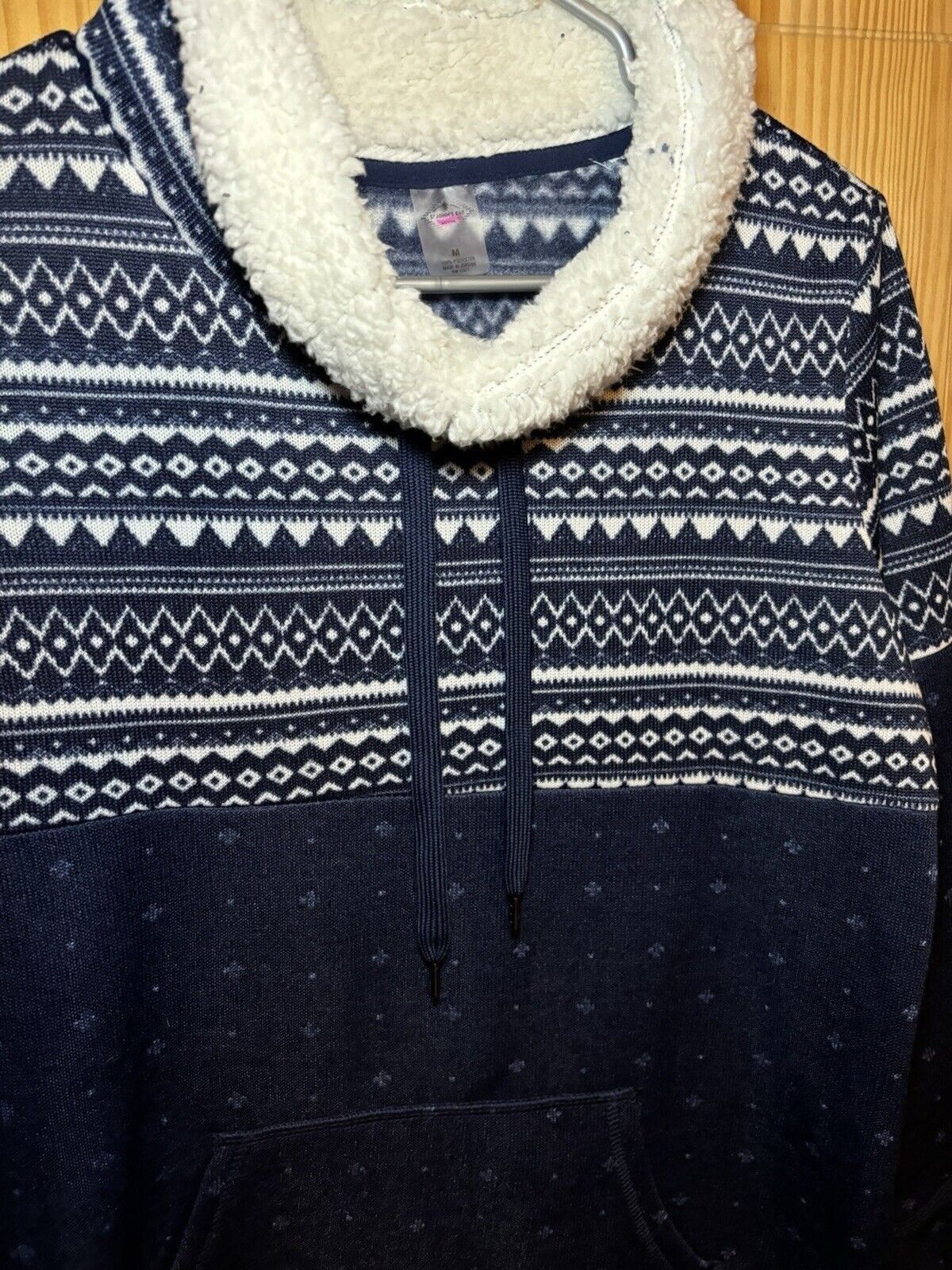 St. Johns Bay St. Johns Bay Blue White Fleece Mock Neck Sweater size M Size M / US 6-8 / IT 42-44 - 5 Thumbnail