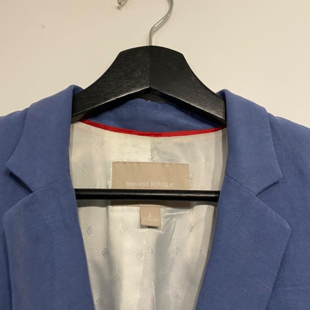 Banana Republic Banana Republic Tipo Silk Linen Blue Blazer Size XS / US 0-2 / IT 36-38 - 3 Thumbnail