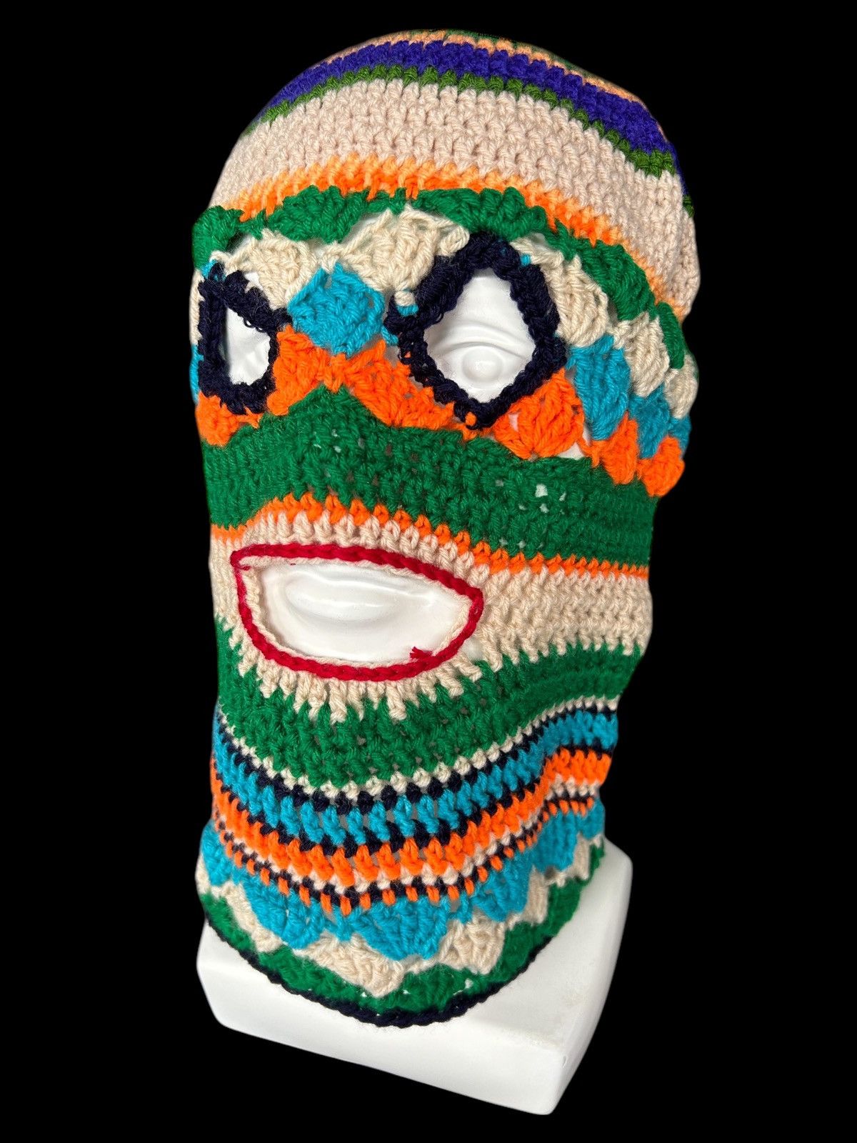 Japanese Brand × Kapital × Vintage Very Rare Crochet Knitted Handmade Balaclava Masked ☠️☠️ Size ONE SIZE - 2 Thumbnail