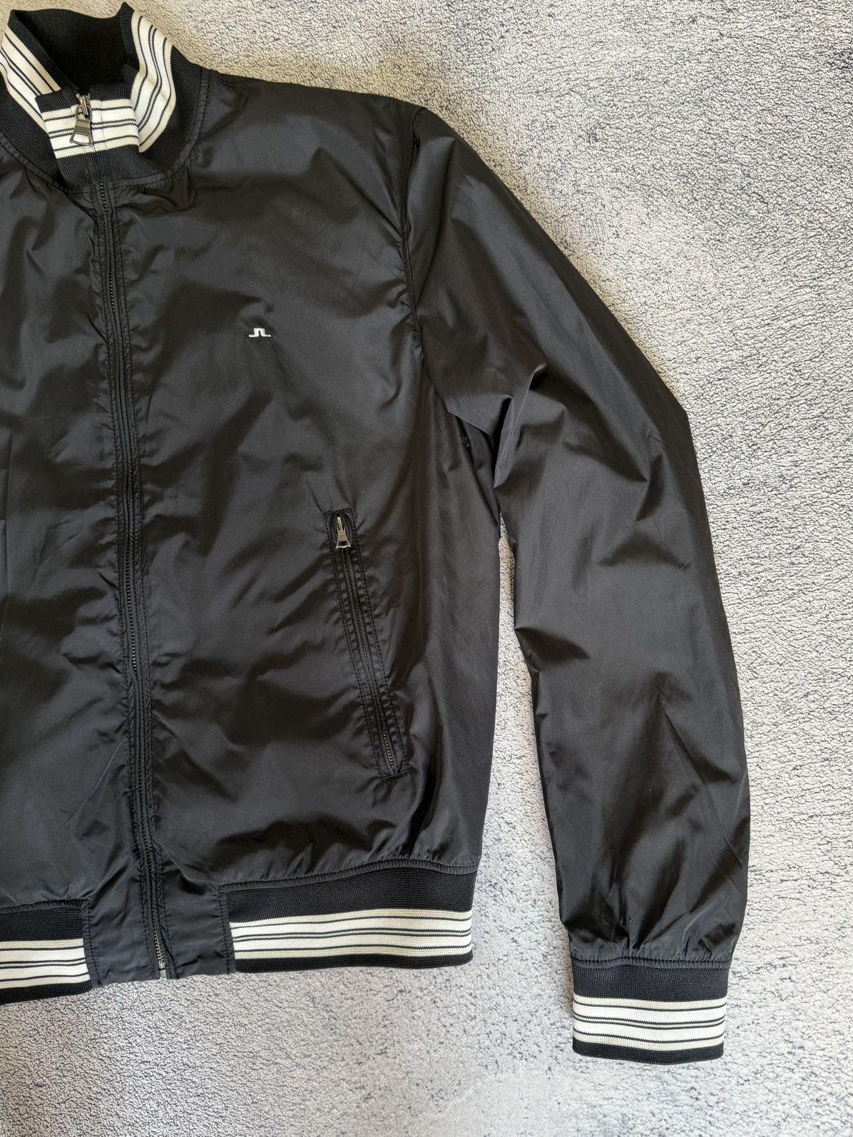J.Lindeberg J Lindeberg Bomber Jacket Black Nylon Striped Trim Men M Size US M / EU 48-50 / 2 - 10 Thumbnail