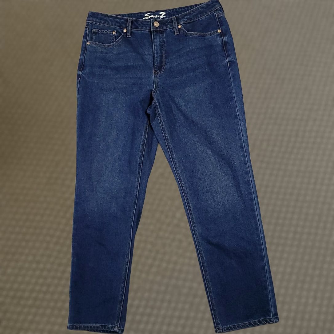 7 For All Mankind VINTAGE Seven 7 Jeans Women's 12 Denim Slim Straight Jean Stretch Mid-Rise Size 34" / US 12 / IT 48 - 1 Thumbnail