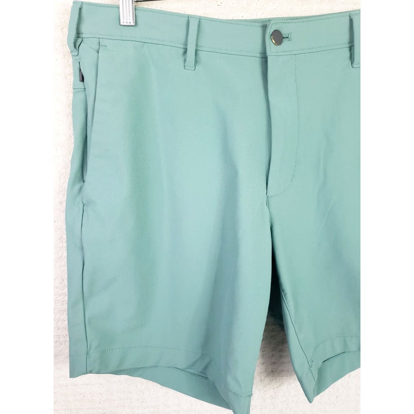 Lands' End Lands' End Shorts Men's 35x9 Teal Green Flat Front 5 Pocket Polyester Chino Casual Mens Size US 35 - 2 Thumbnail