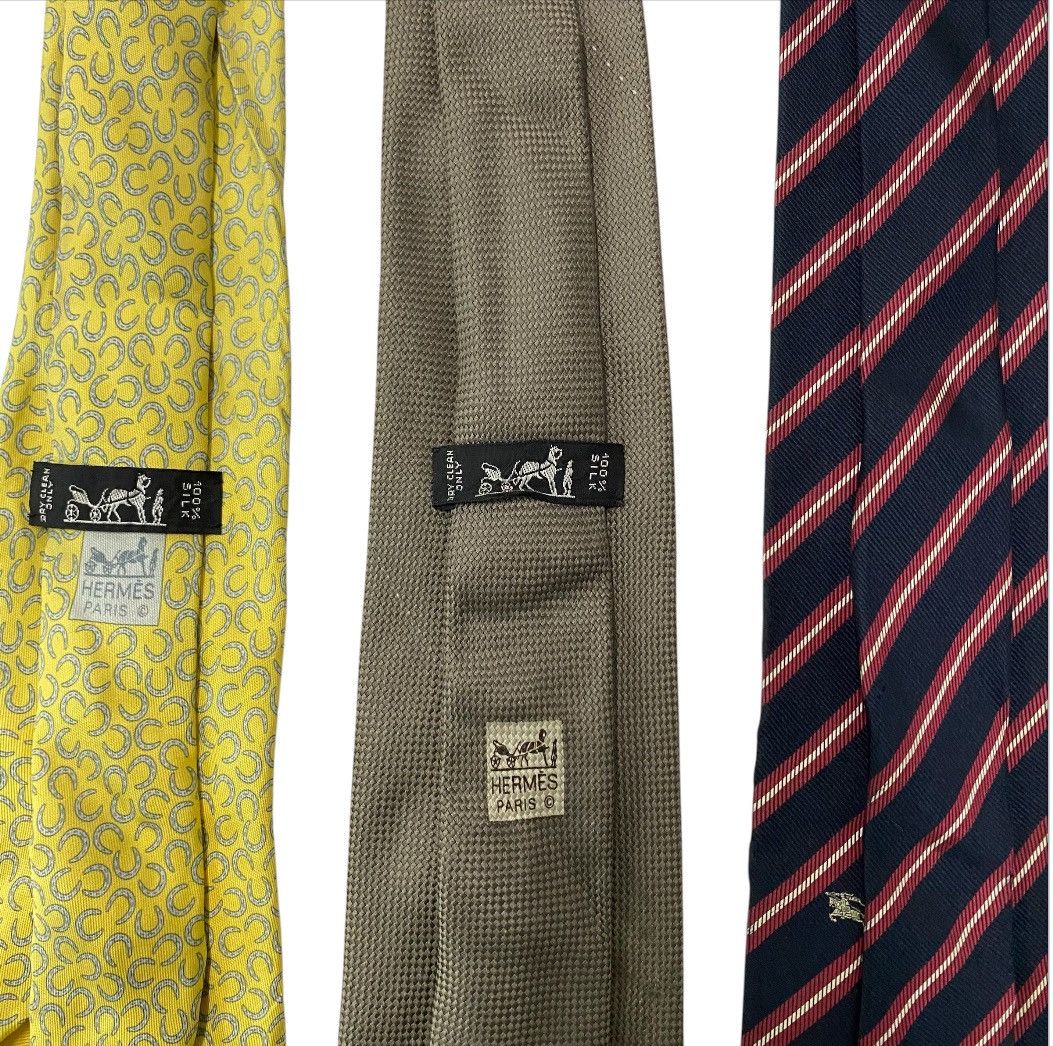 Burberry × Hermes Combo 3pc Hermes & Burberry Vintage Men’s Tie Size ONE SIZE - 5 Thumbnail