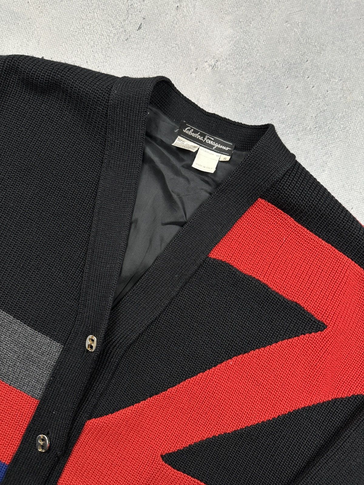 Salvatore Ferragamo Salvatore Ferragamo Geometric Wool Cardigan Archive Italy Size S / US 4 / IT 40 - 7 Thumbnail