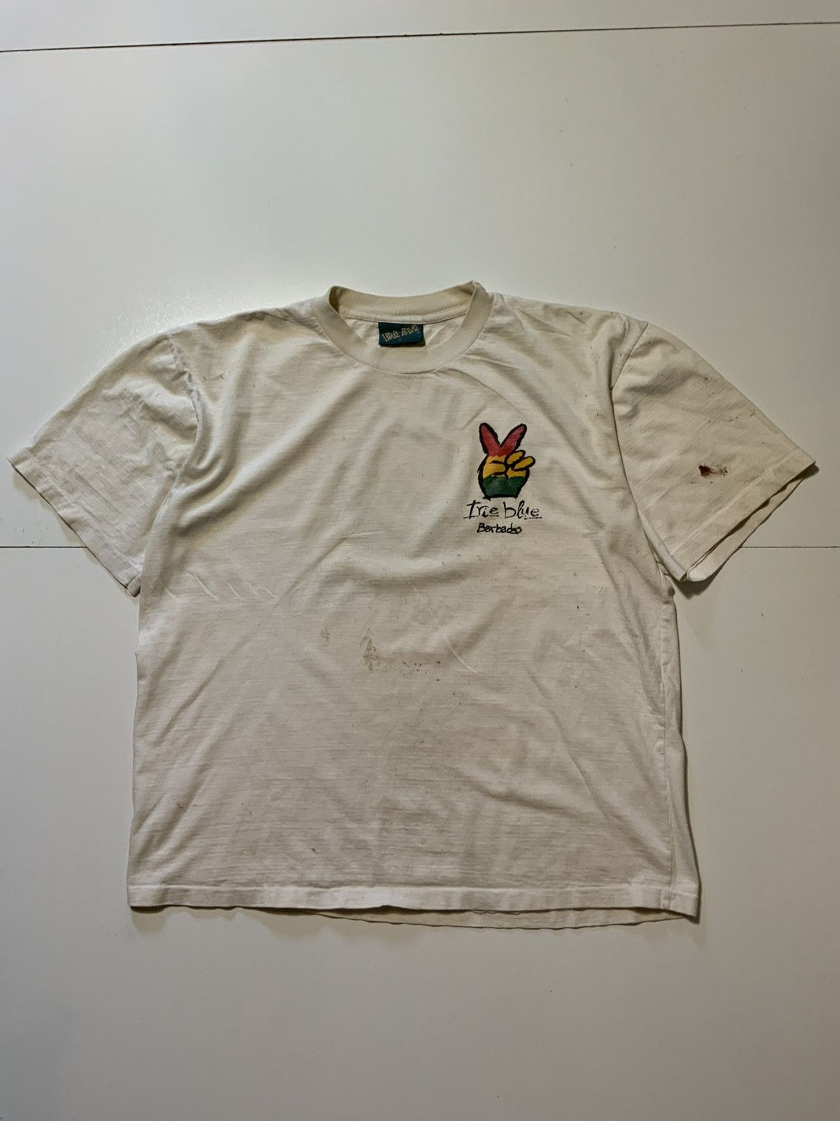 Vintage Vintage 90s Irie Blue Barbados One Love Peace Rasta T-Shirt Size US XL / EU 56 / 4 - 2 Thumbnail