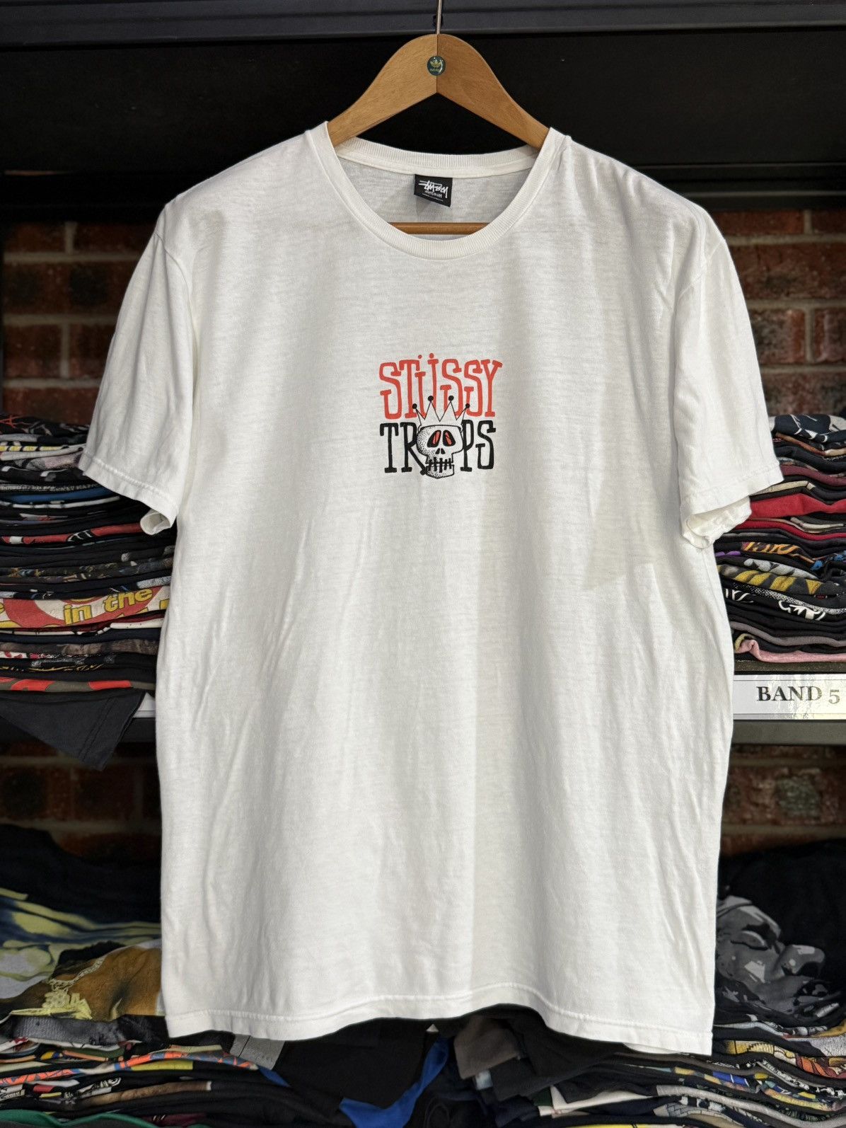 Stussy × Vintage Vintage Stussy Troops Skull Streetwear Tee Size US M / EU 48-50 / 2 - 1 Thumbnail