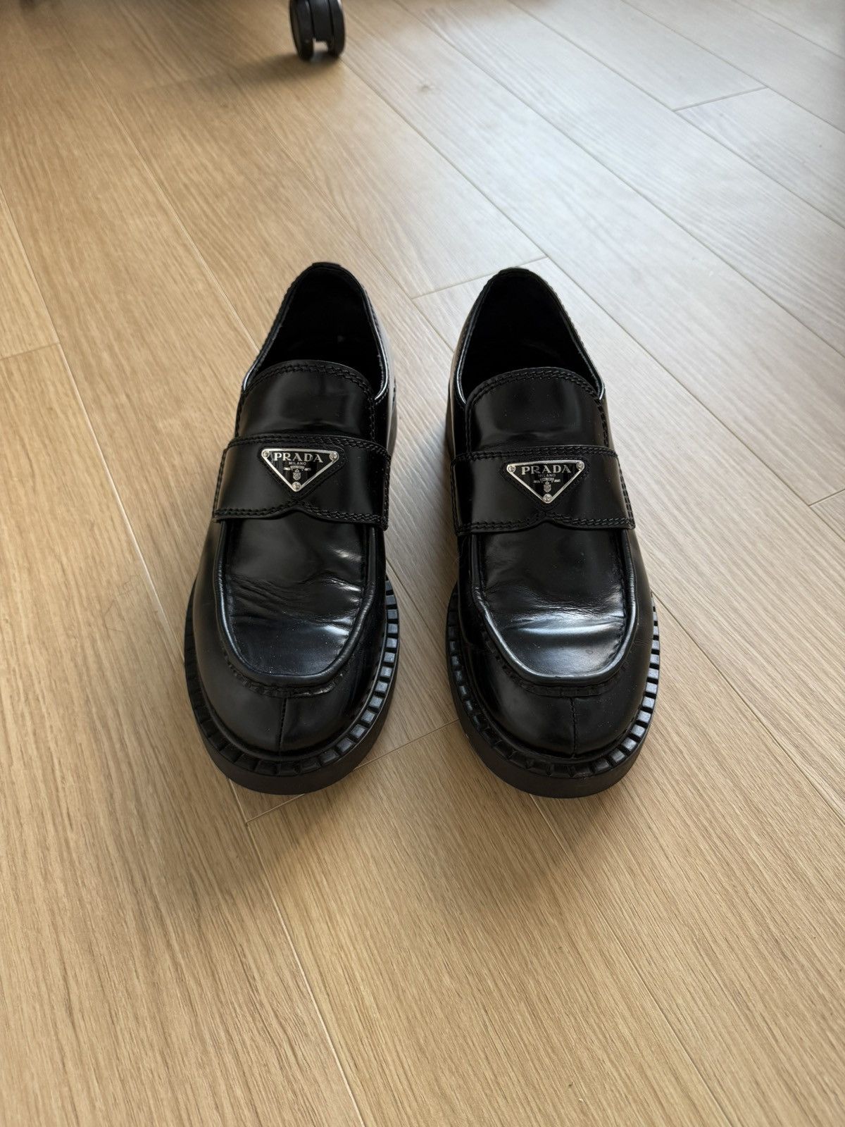 Prada Chocolate Brushed Leather Loafers 9.5