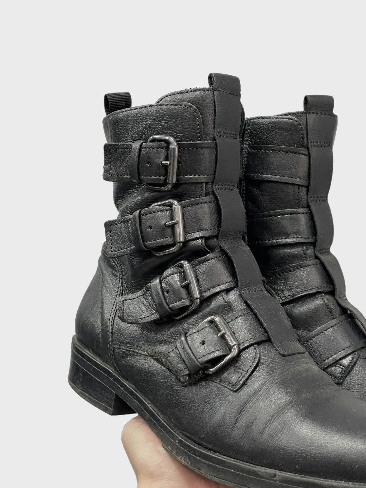 Hedi Slimane Belted margiela style Leather Buckle Combat Boots Gothic Size US 7.5 / EU 40-41 - 3 Thumbnail