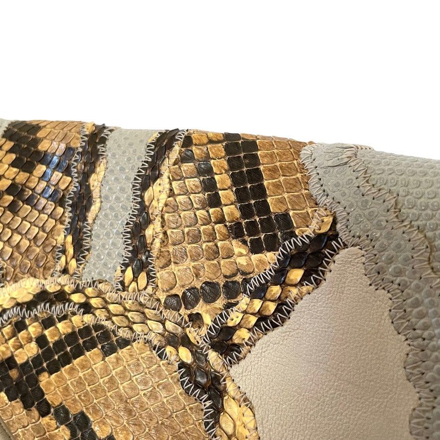 Vintage Carlos Falchi Vintage Snakeskin Gray Leather Clutch Handbag Size ONE SIZE - 10 Thumbnail