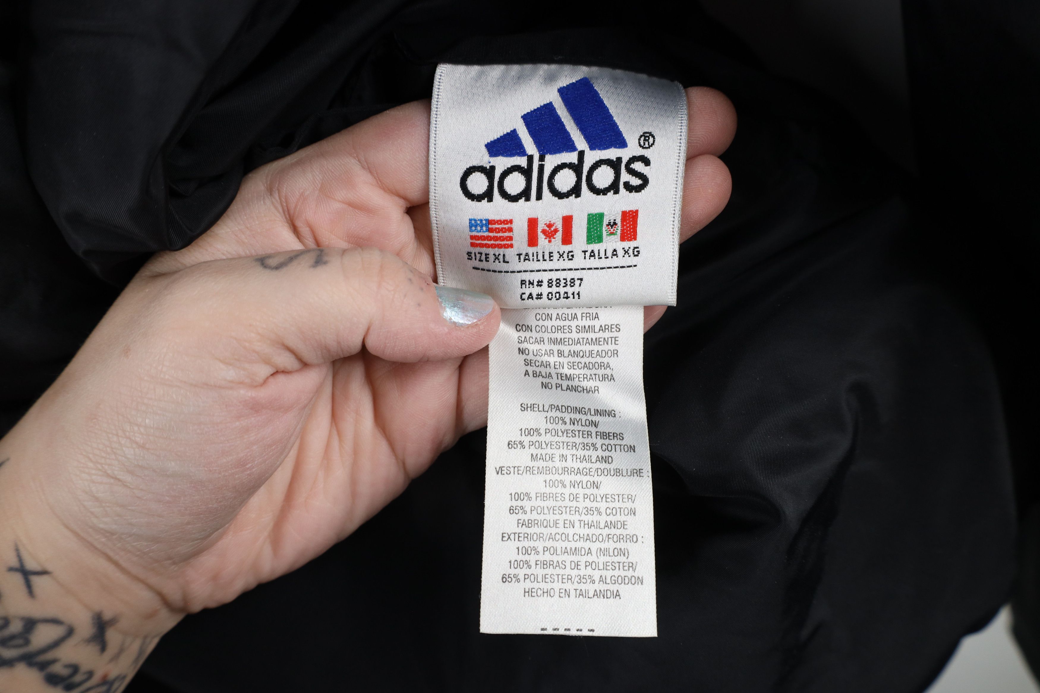 Adidas × Vintage Vintage 90s Adidas Reversible Full Zip Jacket Black Gray Size US XL / EU 56 / 4 - 8 Thumbnail
