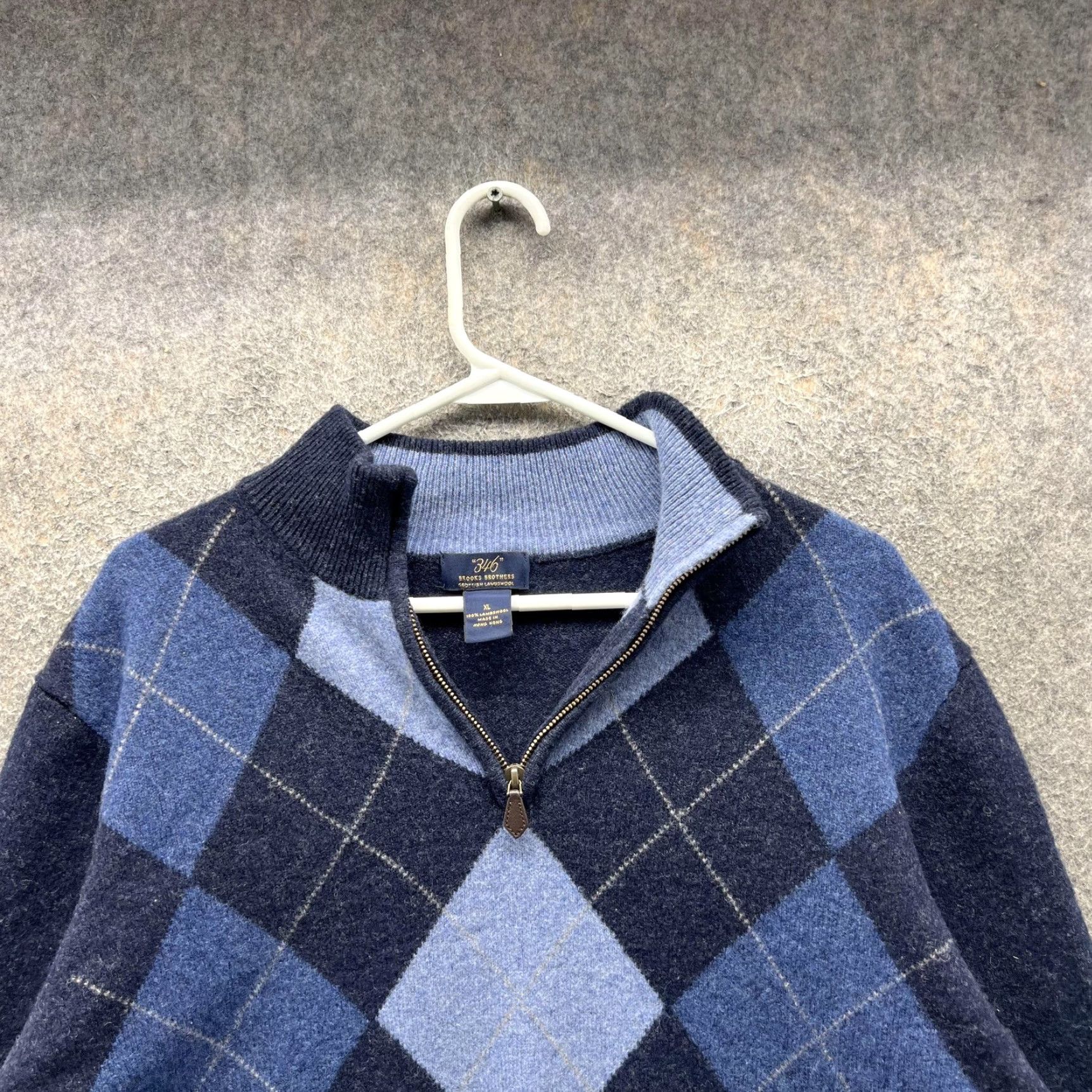 Brooks Brothers Brooks Brothers 346 Sweater Mens XL Blue Wool Argyle 1/4 Zip Mock Neck Pullover Size US XL / EU 56 / 4 - 7 Thumbnail