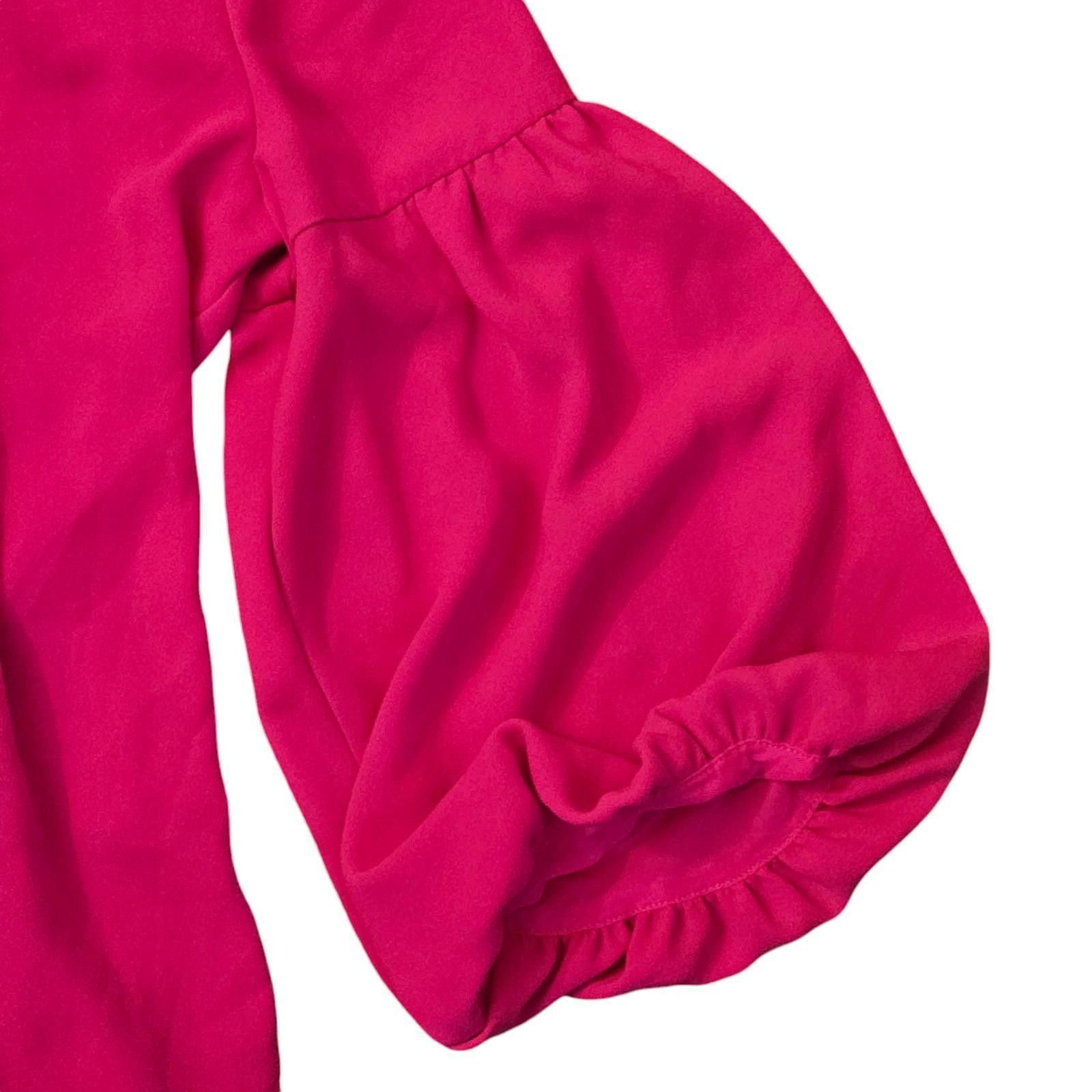 Designer Trina Turk Hot Pink Balloon Sleeve Blouse - Size L Size L / US 10 / IT 46 - 2 Thumbnail