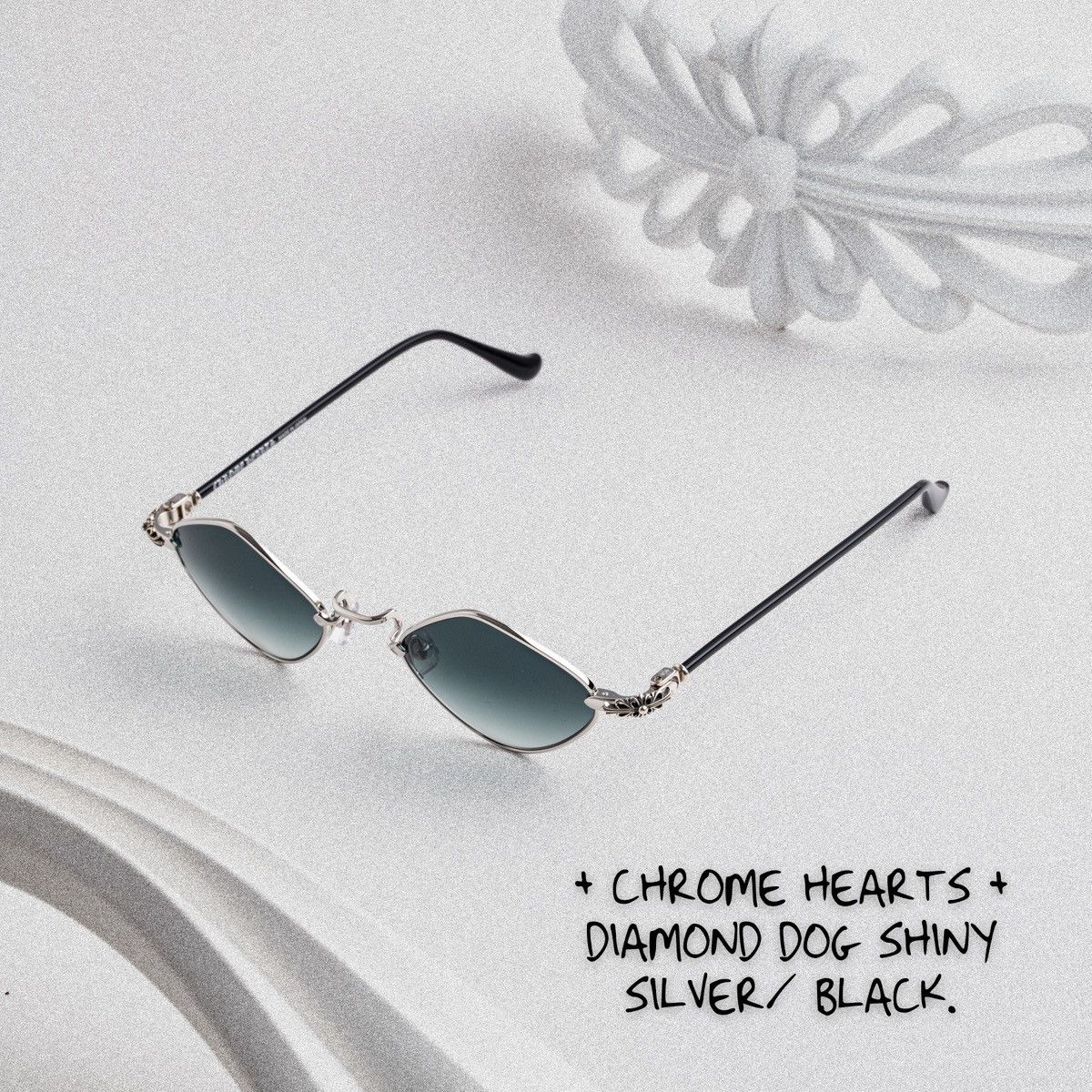 Chrome Hearts HROME HEARTS DIAMOND DOG SHINY SILVER/ BLACK SUNGLASSES Size ONE SIZE - 1 Thumbnail