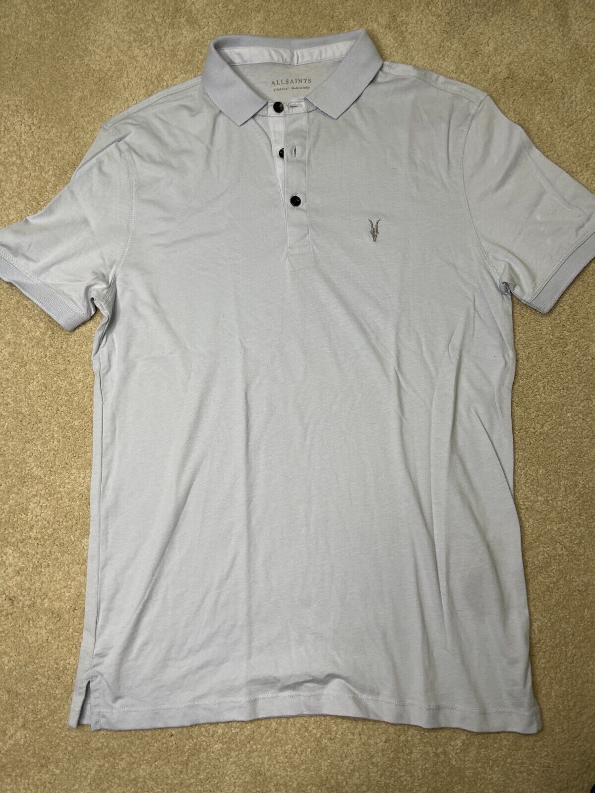 Allsaints Men's All Saint Vidal Short Sleeve Sol Blue Polo in Size XS Size US XS / EU 42 / 0 - 7 Thumbnail