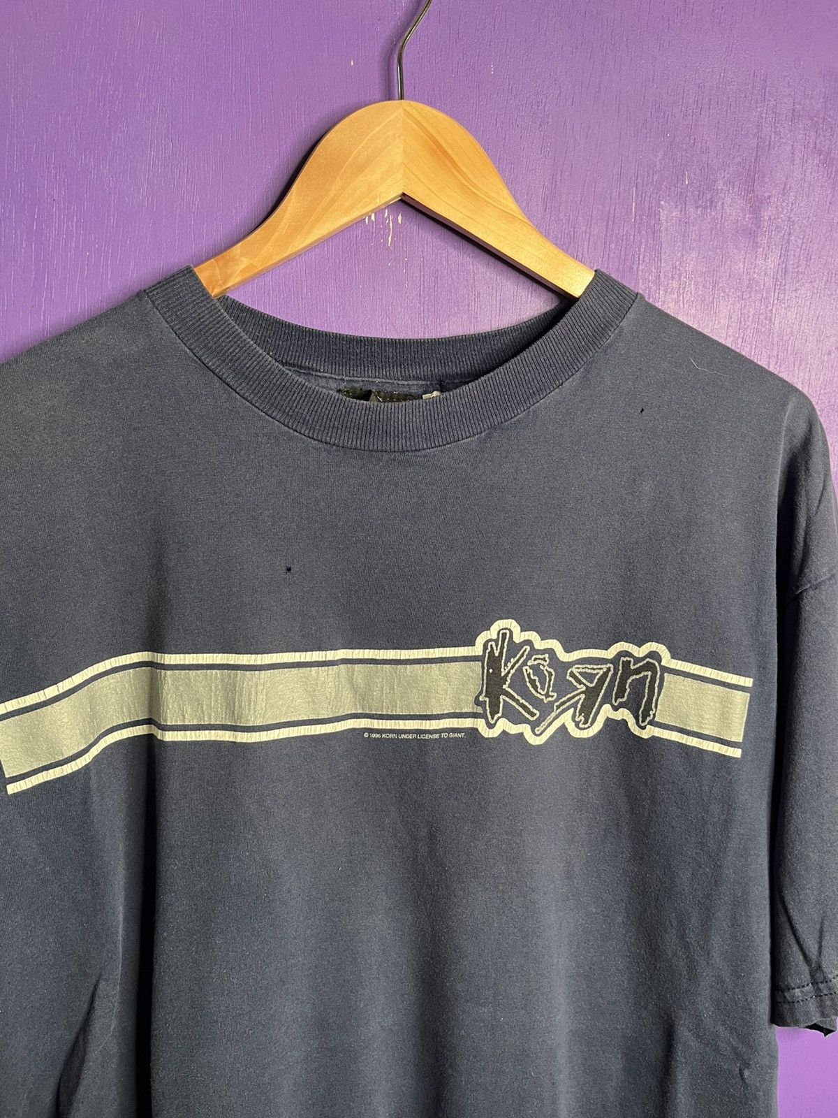 Band Tees × Vintage Vintage 1996 Korn stripe logo faded t-shirt Size US XL / EU 56 / 4 - 3 Thumbnail