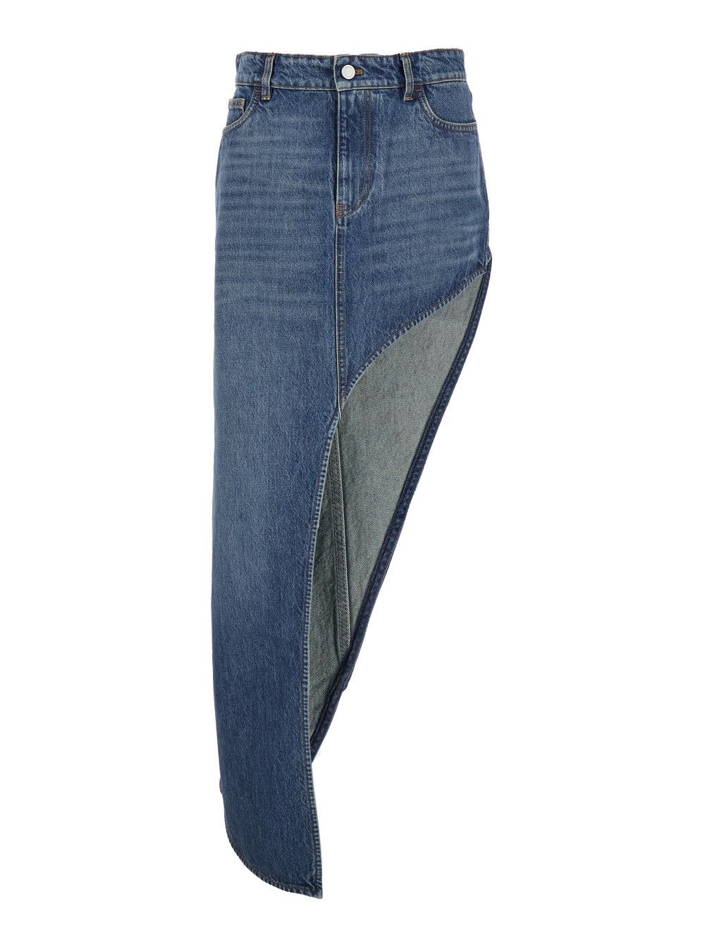 Coperni Blue Skirt with Logo Patch on the Rear and Diagonal One-Leg Cut in Denim Woman Size 28" / US 6 / IT 42 - 1 Thumbnail